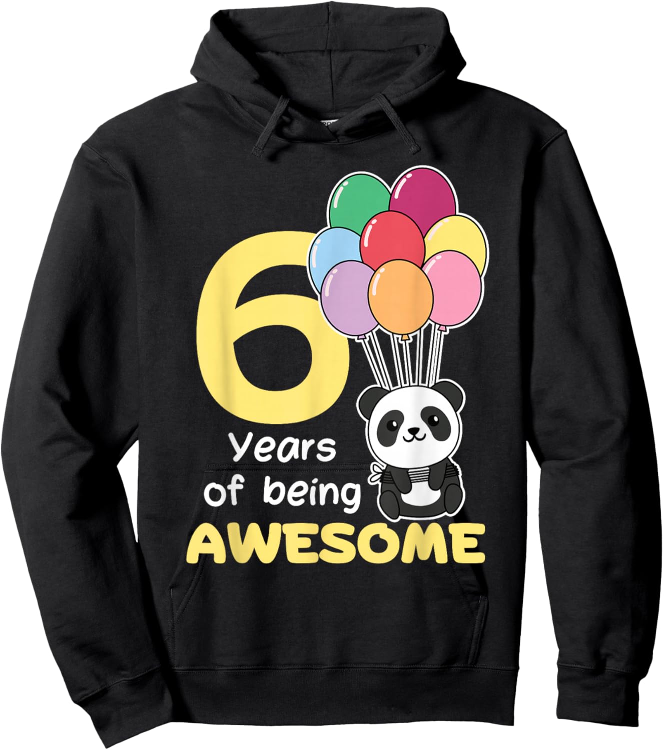 6th Birthday Panda for Kids 6 Years Old Panda Hoodie - Hoodie | Black