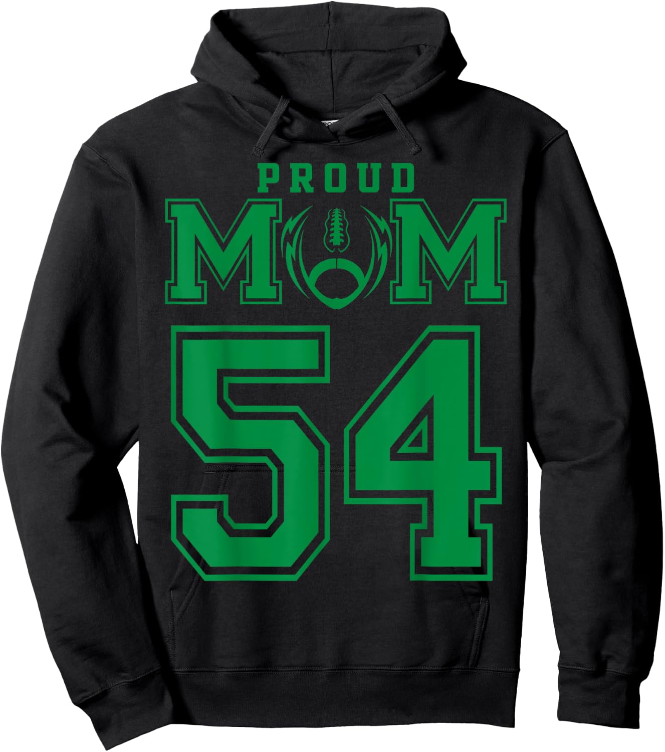 Custom Proud Football Mom Number 54 G Personalized Hoodie - Hoodie | Black