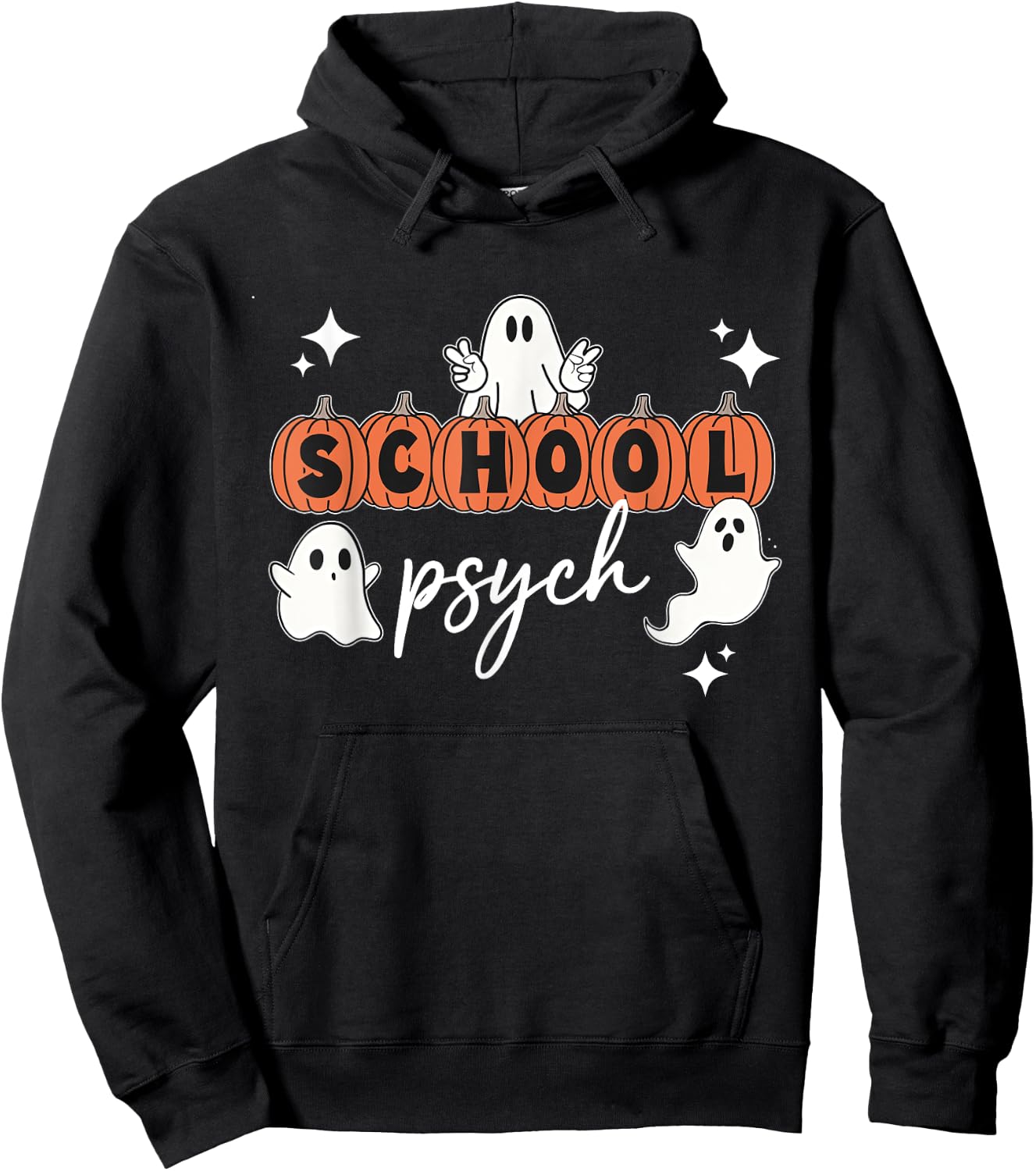 Halloween School Psych Pumpkin Ghost Boo Crew Spooky Season Hoodie - Hoodie | Black