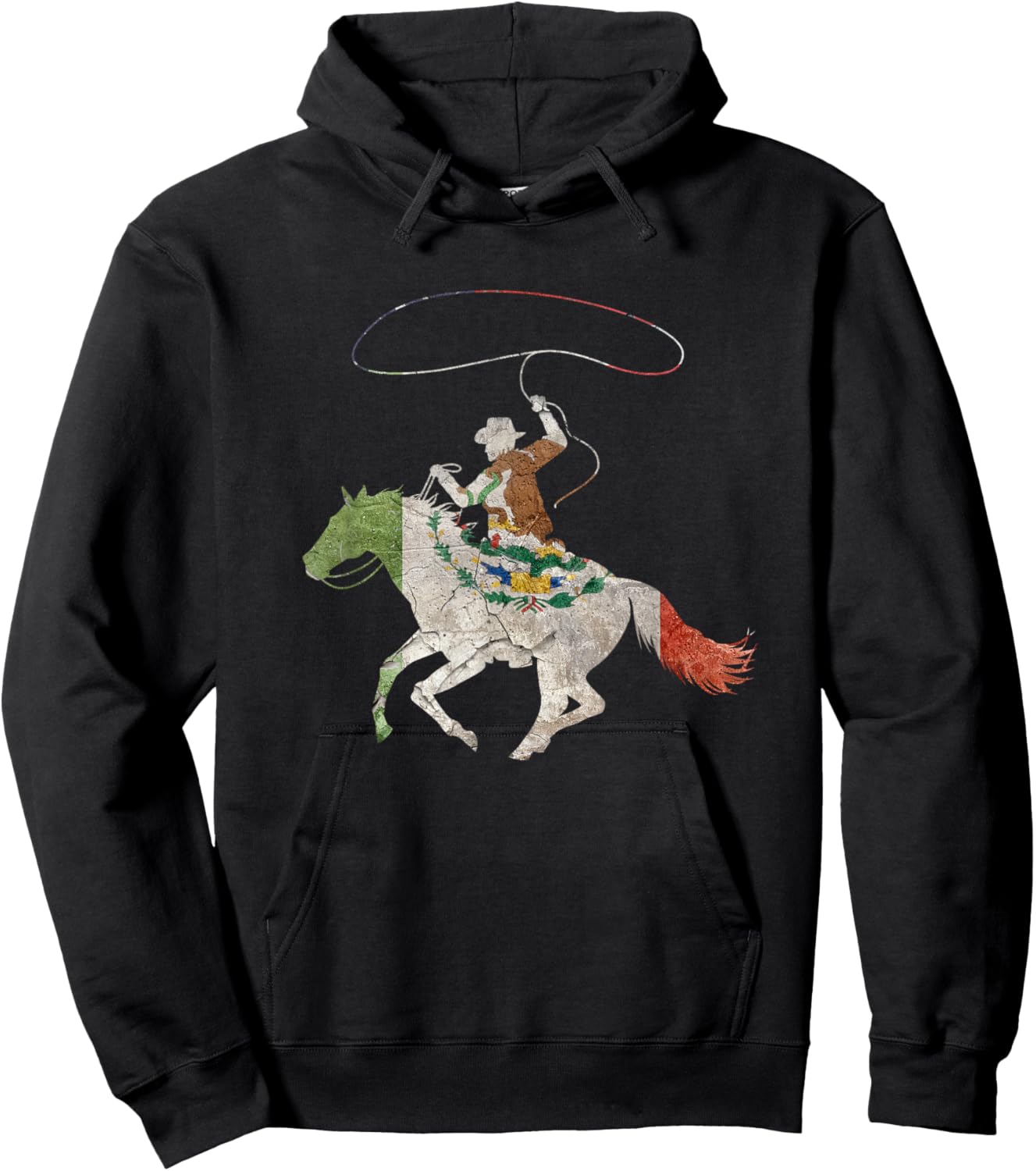 Mexican Cowboy Vaquero Horse Rider Western Lasso Rancher Hoodie - Hoodie | Black