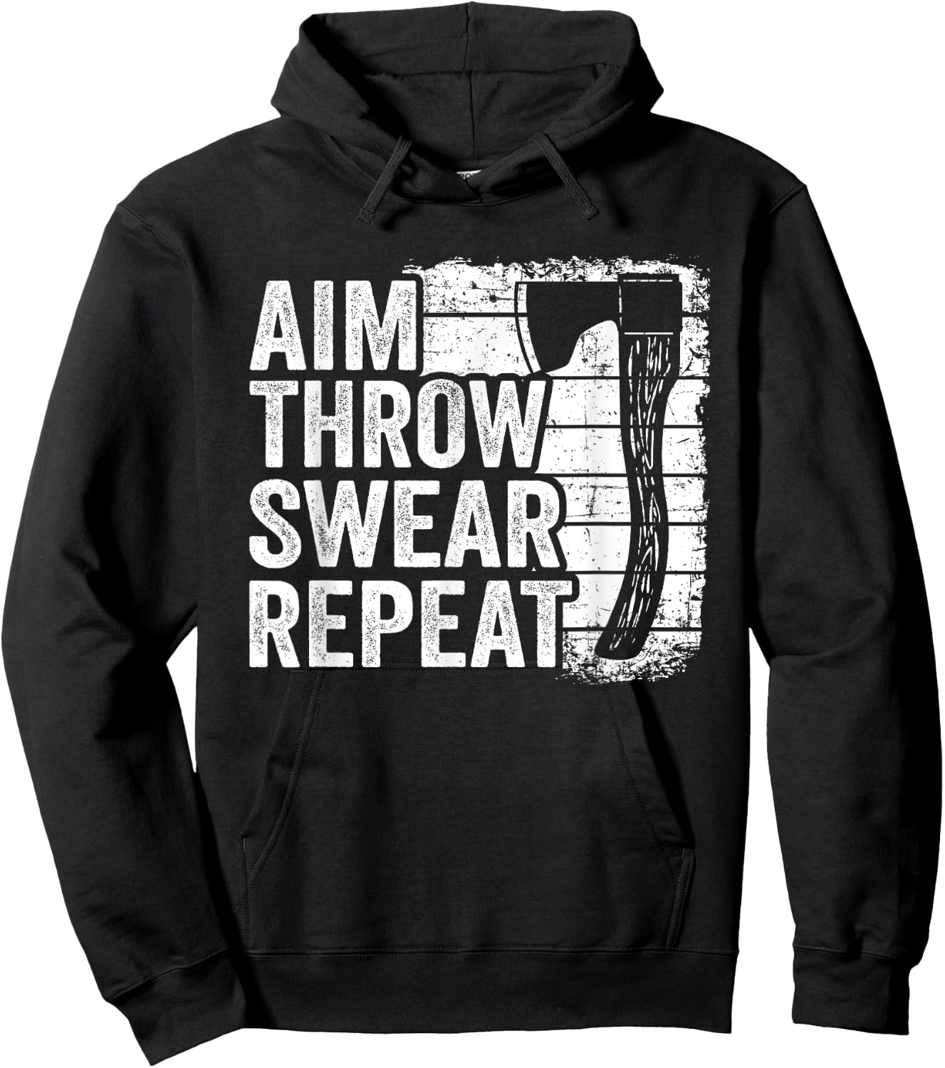 Aim Throw Swear Repeat Hatchet Vintage Funny Axe Throwing Hoodie - Hoodie | Black