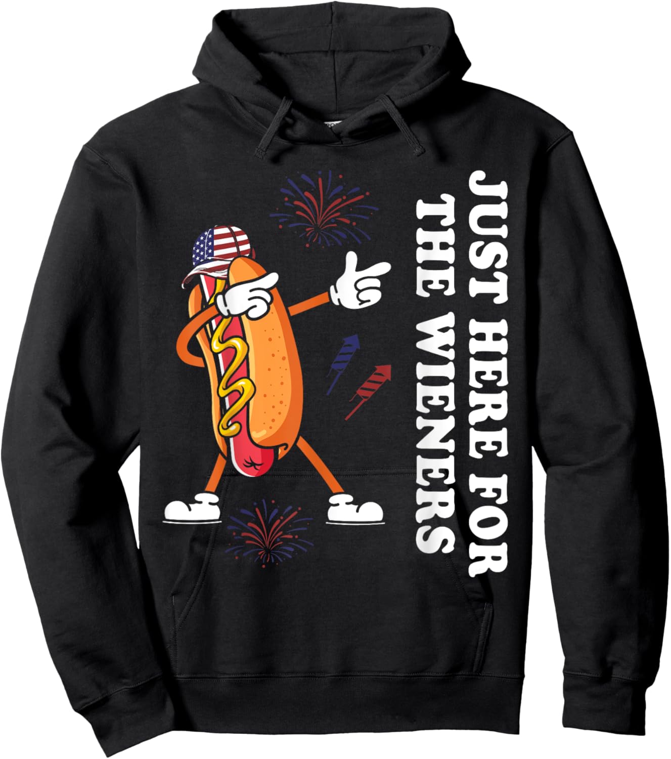 I'm Just Here For The Wieners Funny 4th of July Hoodie - Hoodie | Black