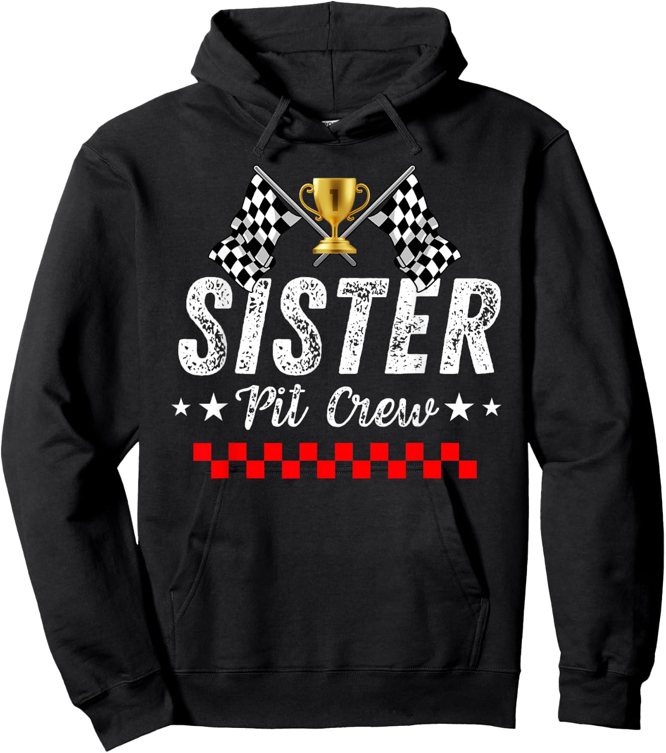 Sister Pit Crew Race Car Racing Birthday Party Matching Team Hoodie - Hoodie | Black