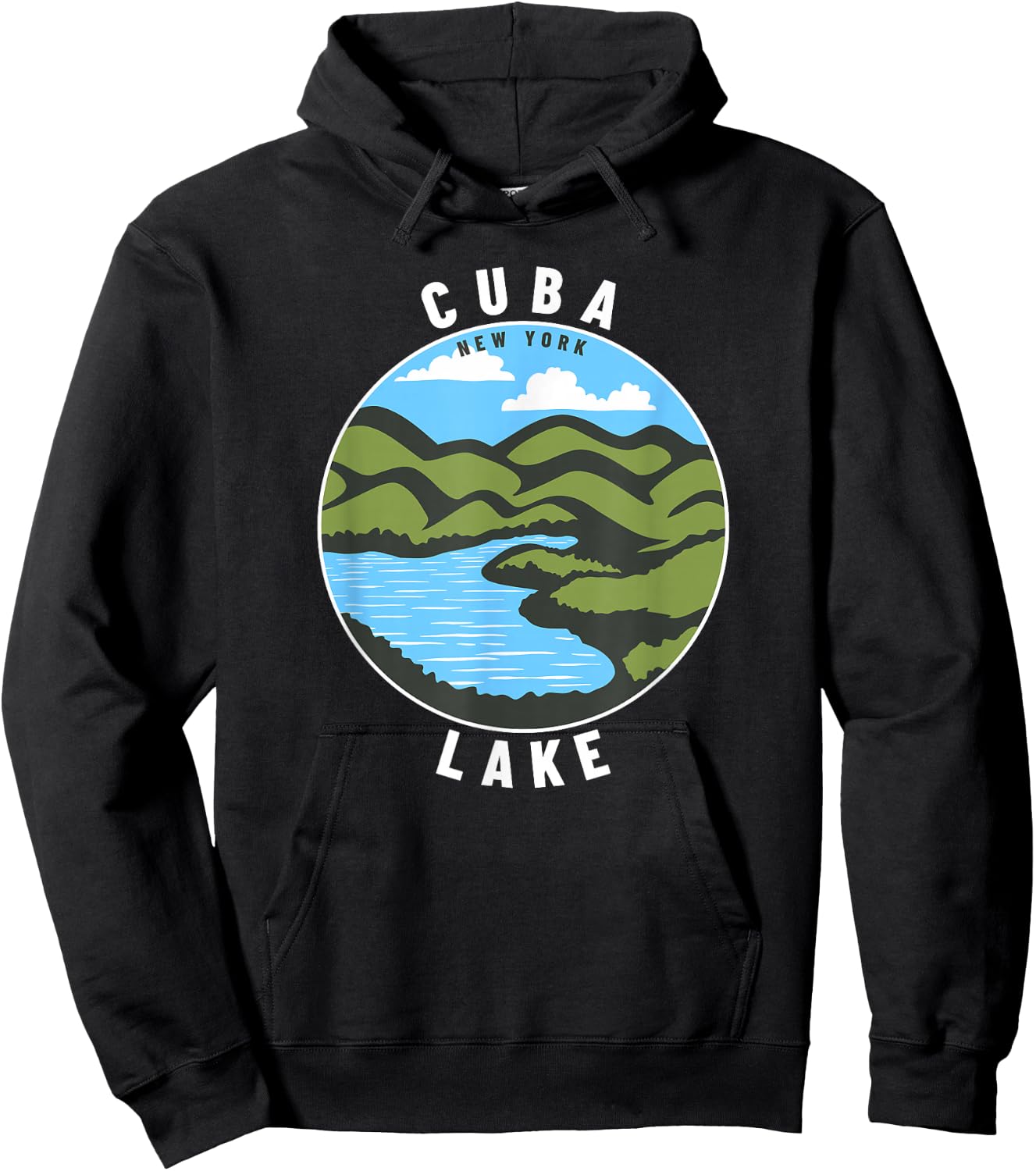 Cuba Lake New York NY Badge Souvenir Vacation Hoodie - Hoodie | Black