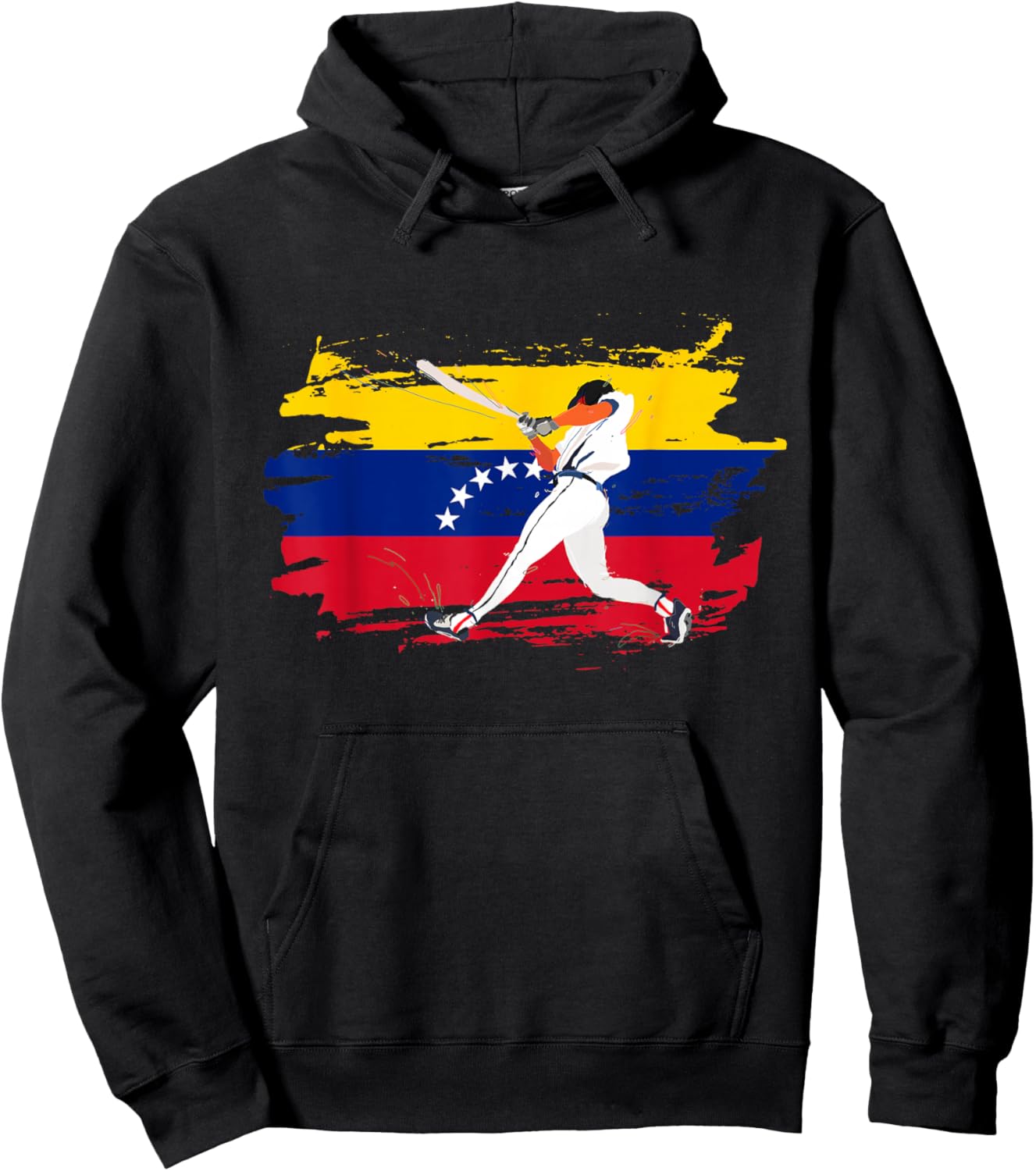 Baseball Hitter On Grunge Venezuela Flag Venezuelan Beisbol Hoodie - Hoodie | Black