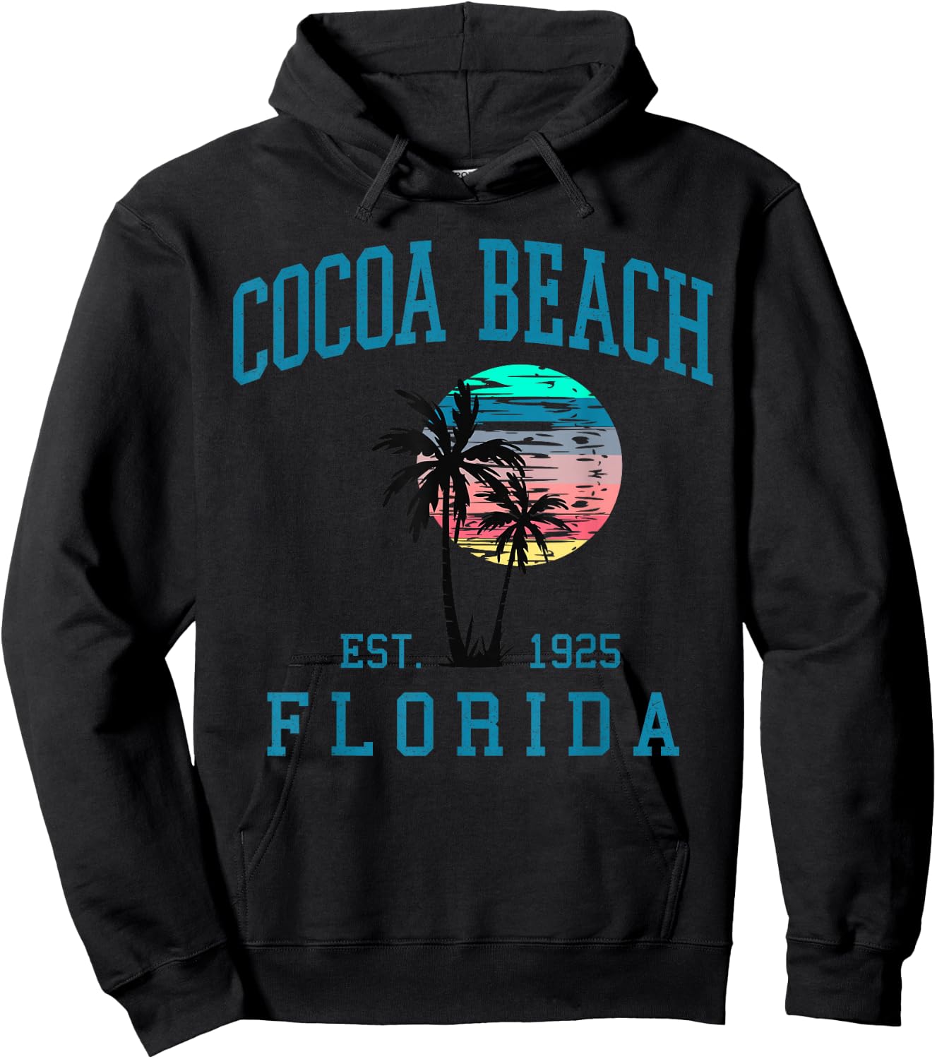 Cocoa Beach Florida Beach Retro Sunset Palm Trees Summer Hoodie - Hoodie | Black