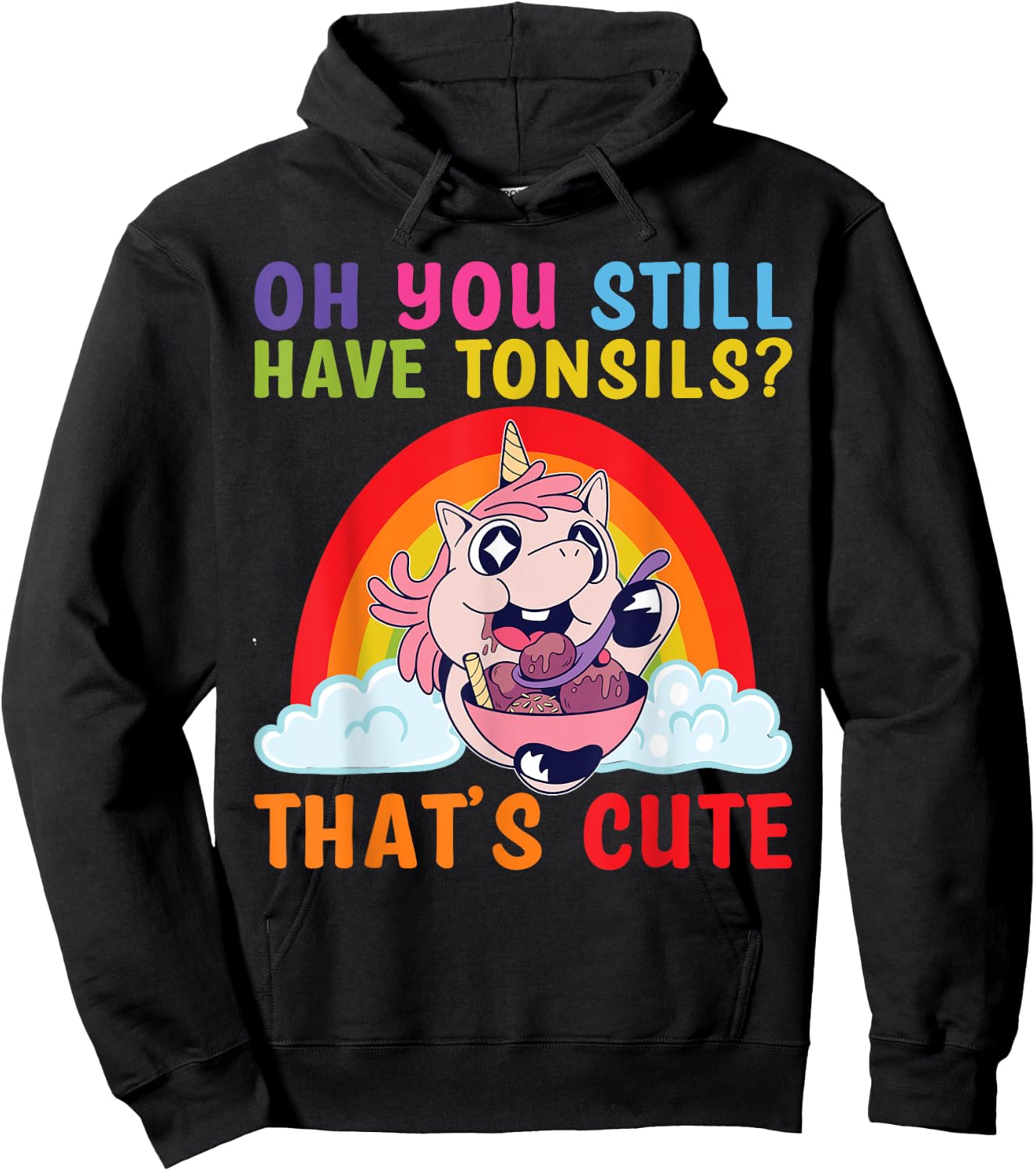 Tonsil Removal Surgery Recovery Tonsillectomy Unicorn Hoodie - Hoodie | Black