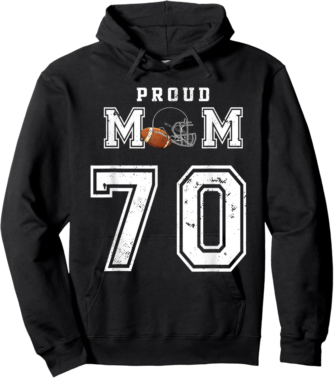 Custom Proud Football Mom Number 70 Personalized Hoodie - Hoodie | Black