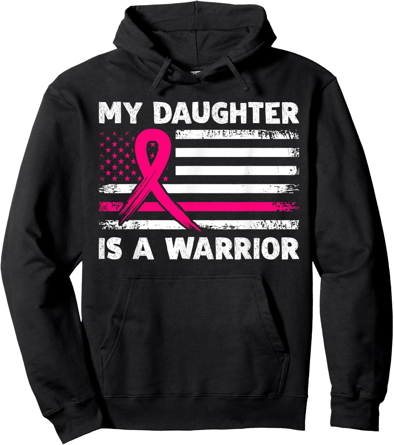 My Daughter Is A Warrior Fight Breast Cancer Awareness Month Hoodie - Hoodie | Black