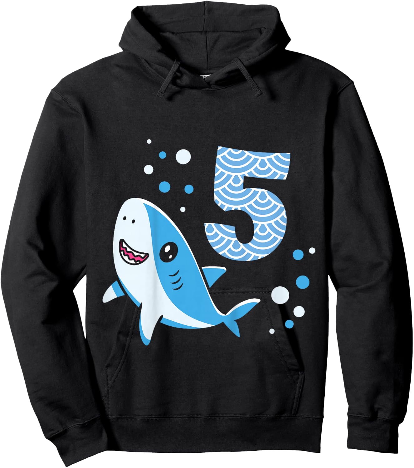 5th Birthday Boys Shark 5 years Old Ocean Shark B-day Hoodie - Hoodie | Black
