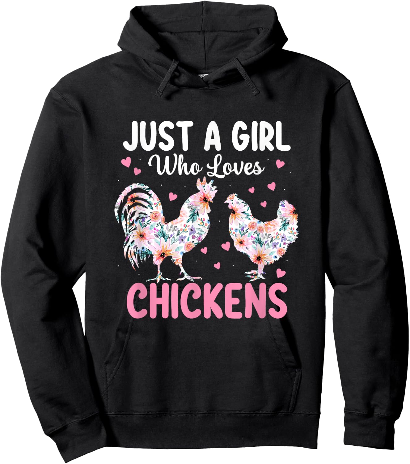 Just a Girl Who Loves Chickens Cute Chicken Lover Farm Hoodie - Hoodie | Black