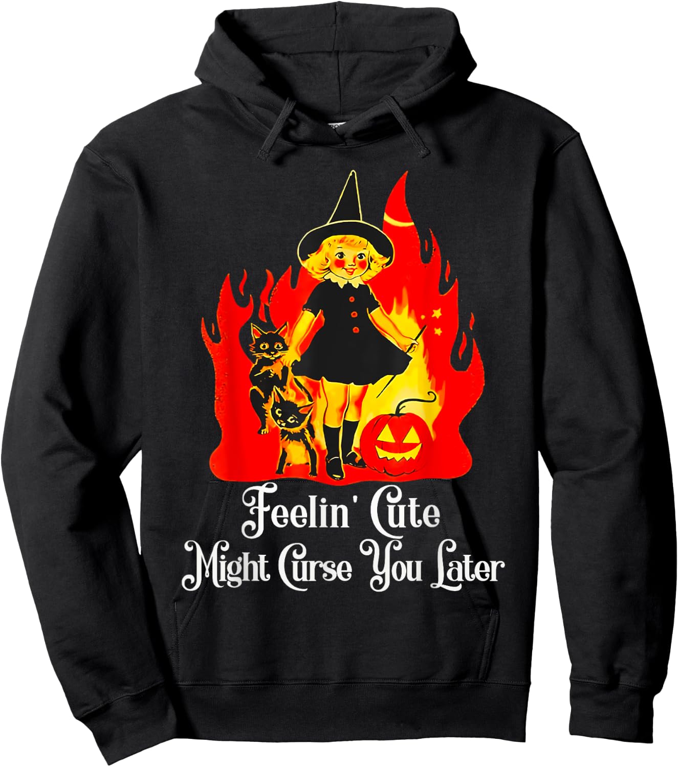 Feeling Cute Might Curse You Later Cute Witch Funny Hoodie - Hoodie | Black