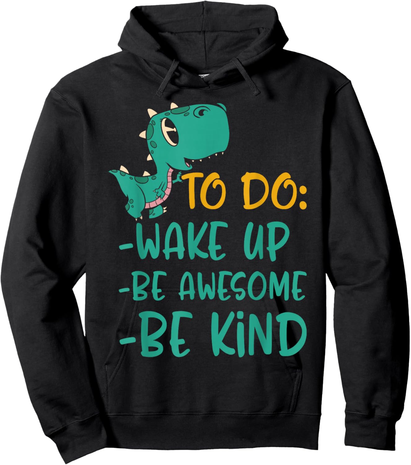 Boys Dino Kindness Wake Up Be Awesome Be Kind Kids Hoodie - Hoodie | Black