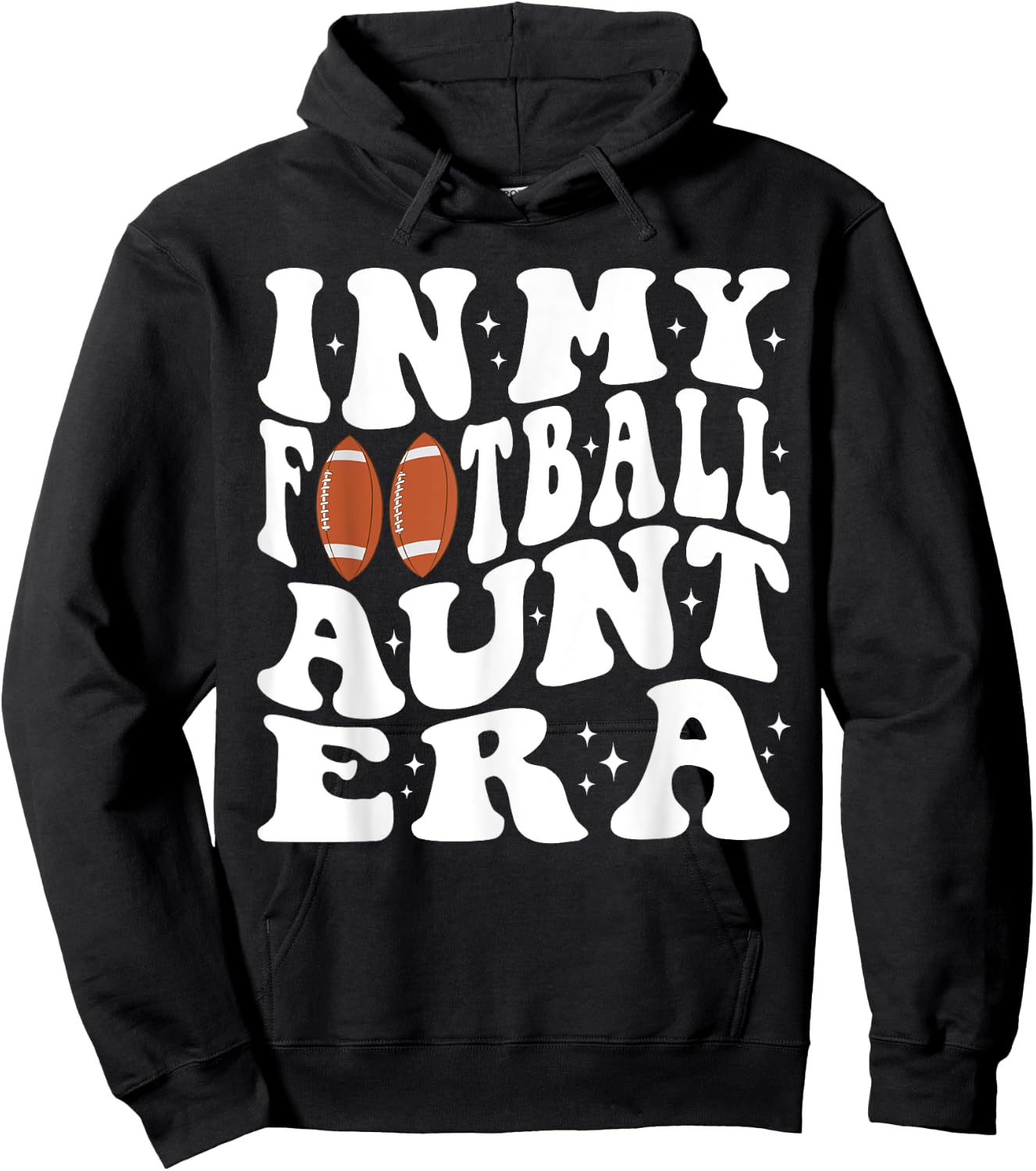 In My Football Aunt Era Groovy Football Auntie Christmas Hoodie - Hoodie | Black
