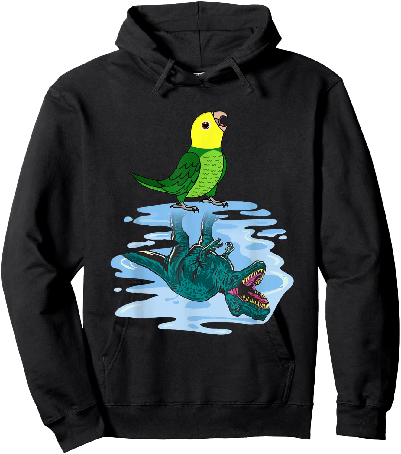 Parrot & T Rex Reflection I Double Yellow-headed Amazon Hoodie - Hoodie | Black