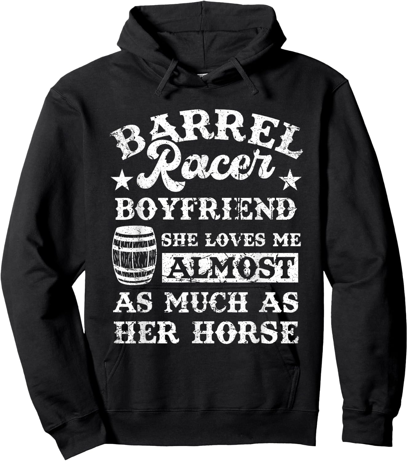 Vintage Girlfriend Barrel Racer Boyfriend Quote Horse Lover Hoodie - Hoodie | Black