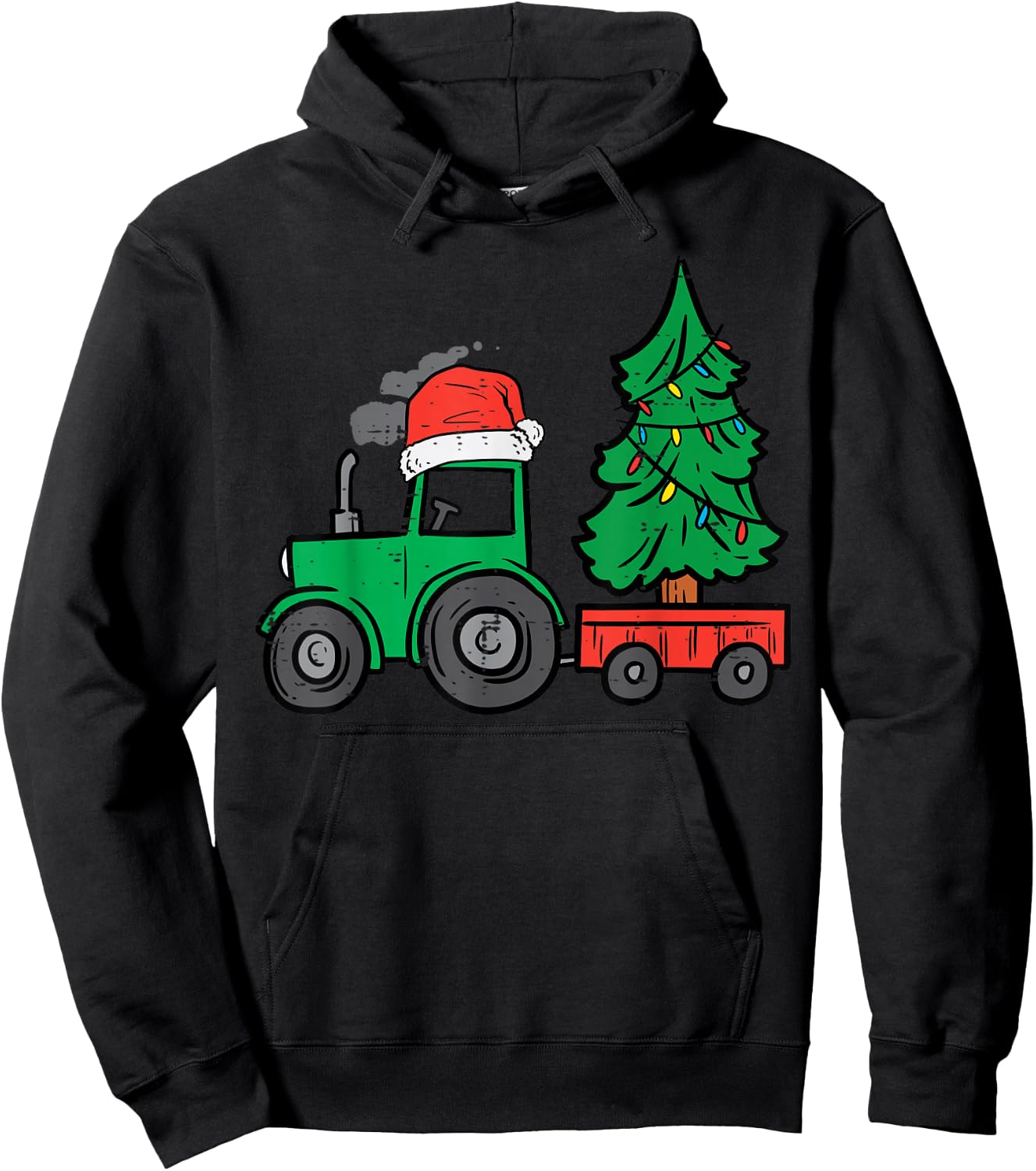 Farm Christmas Tractor Tree Xmas Truck Boys Kids Toddler Hoodie - Hoodie | Black