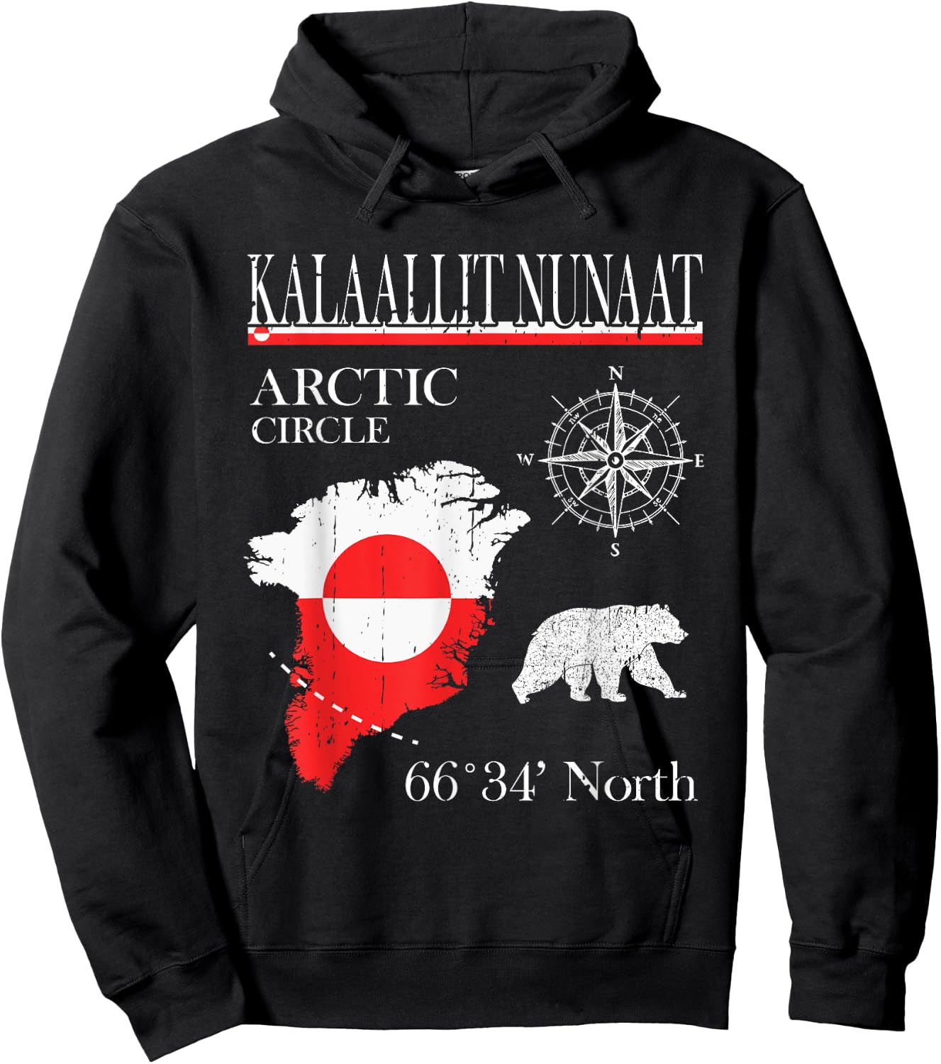 Greenland Arctic Circle - Kalaallit Nunaat Flag Hoodie - Hoodie | Black