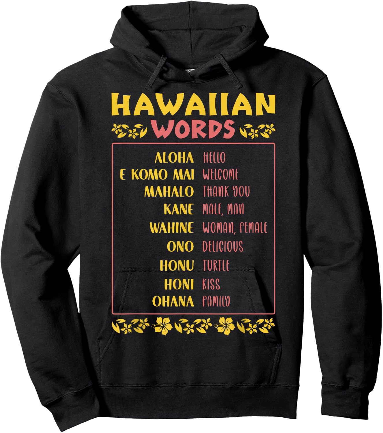 Islands Vintage Souvenir Hawaiian Words Hoodie - Hoodie | Black