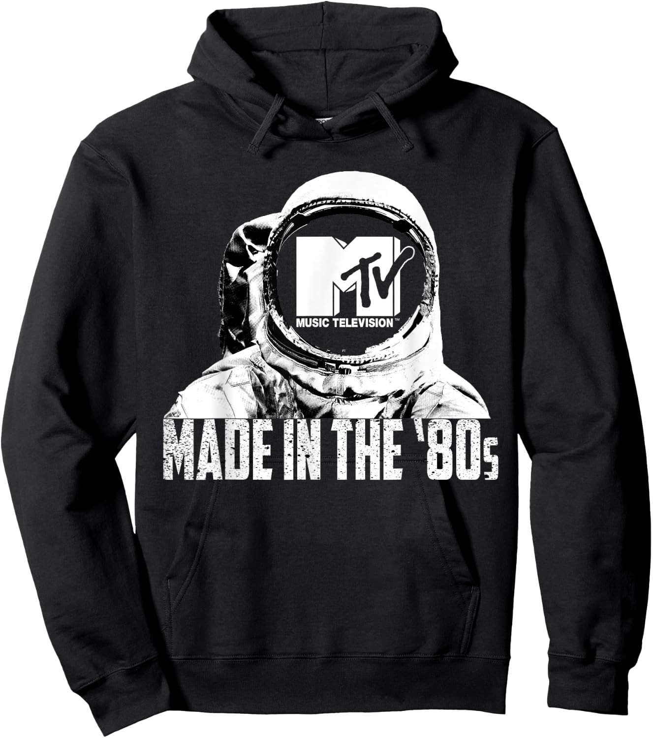 Mademark x MTV - MTV Astronaut in Space Made in the 80s Retro MTV Logo Hoodie - Hoodie | Black