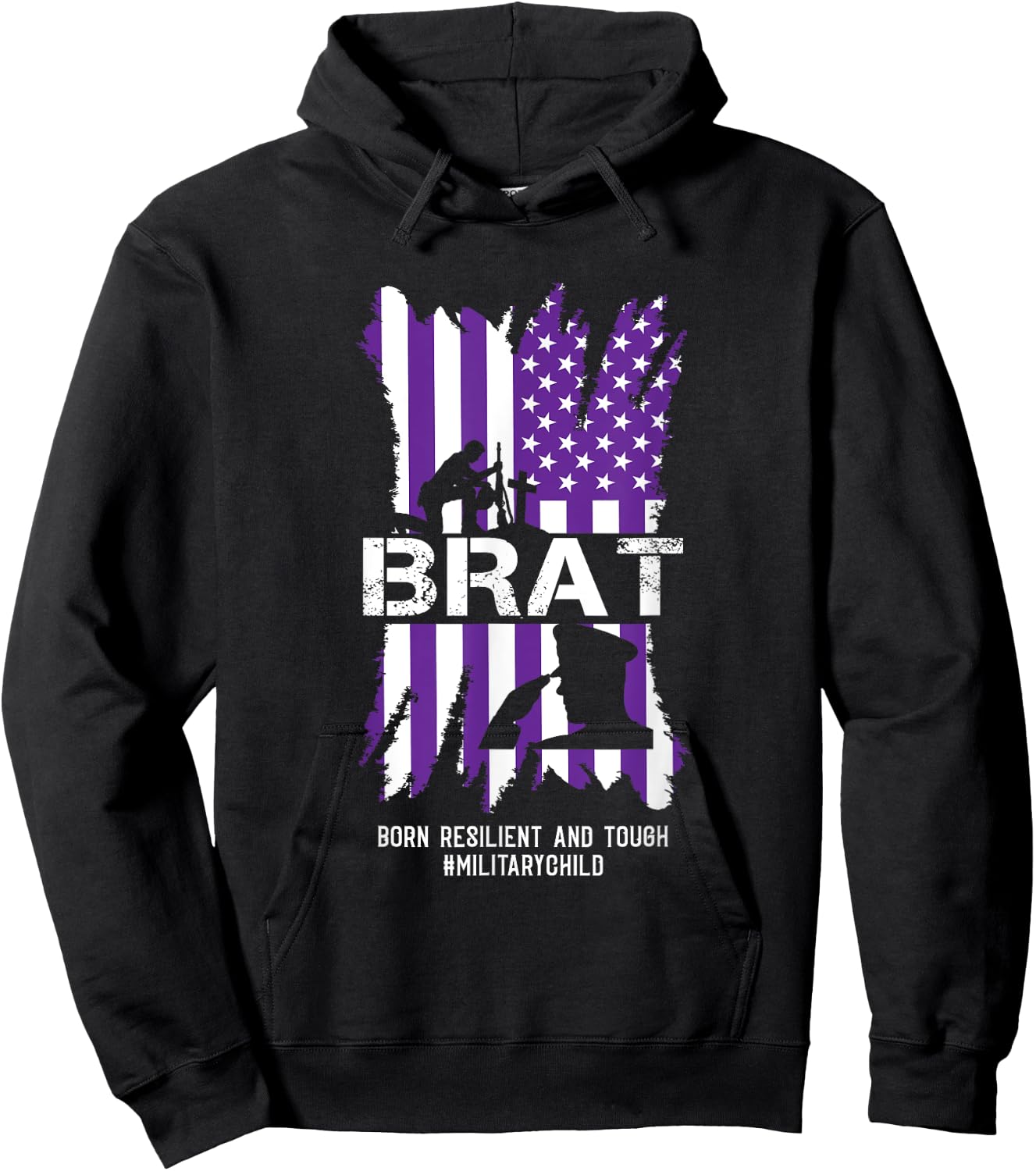 Military Child Boy Girls Brat Born Resilient And Tough Hoodie - Hoodie | Black