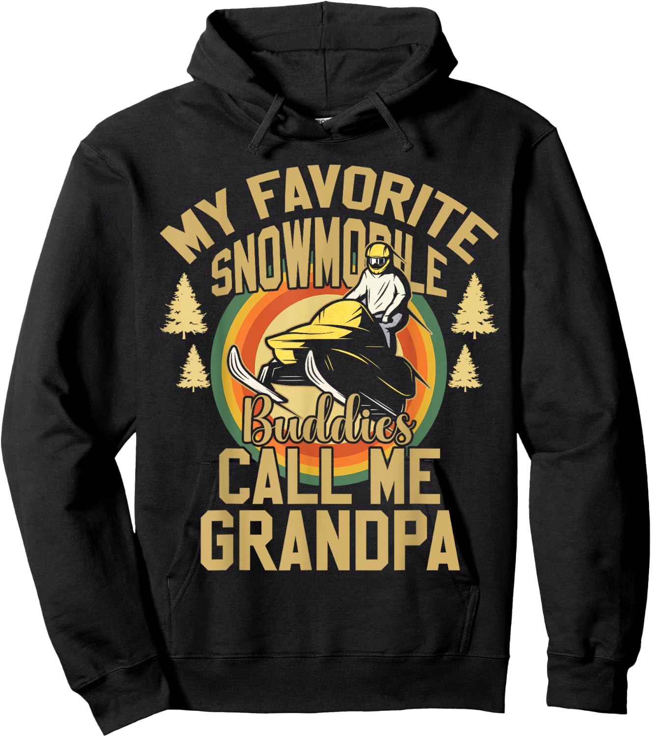 My Favorite Snowmobile Buddies Call Me Grandpa Retro Winter Hoodie - Hoodie | Black