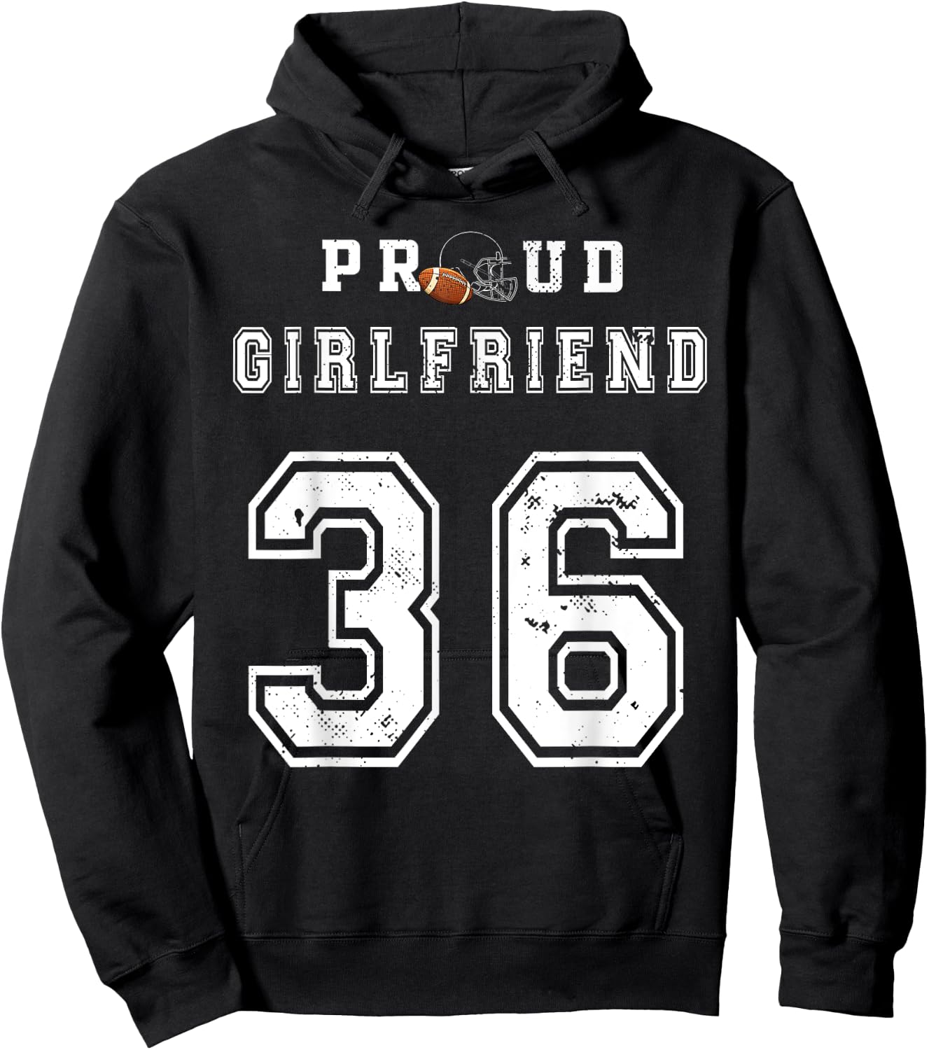 Custom Proud Football Girlfriend Number 36 Personalized Girl Hoodie - Hoodie | Black