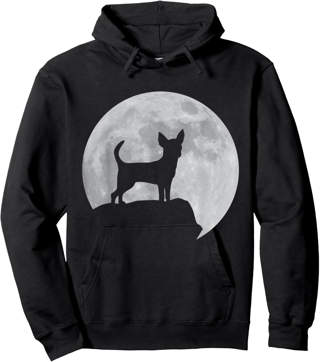 Moon And Dog Silhouette - Chihuahua Hoodie - Hoodie | Black