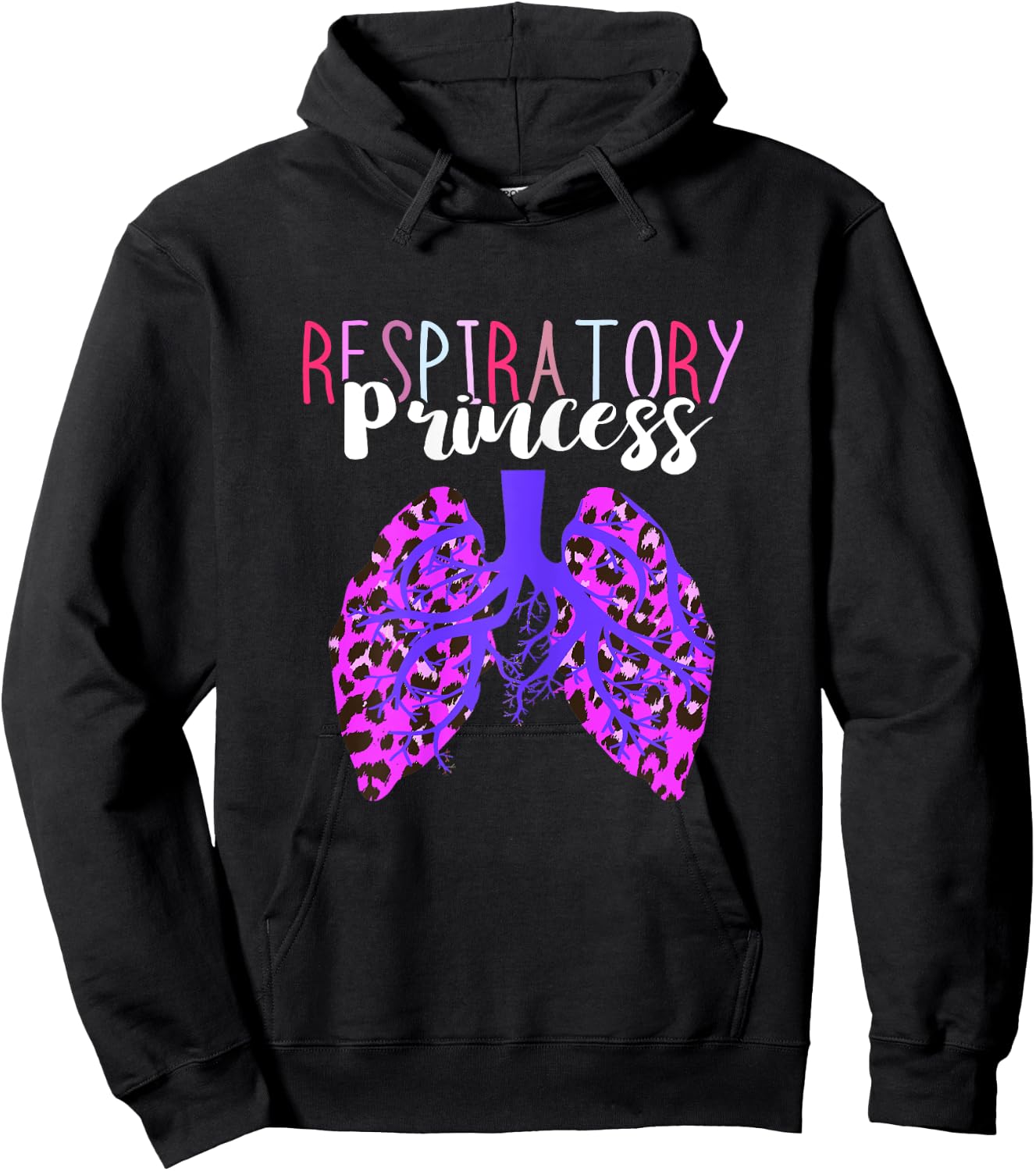 Respiratory Therapist Respiratory Princess Leopard Lungs RT Hoodie - Hoodie | Black