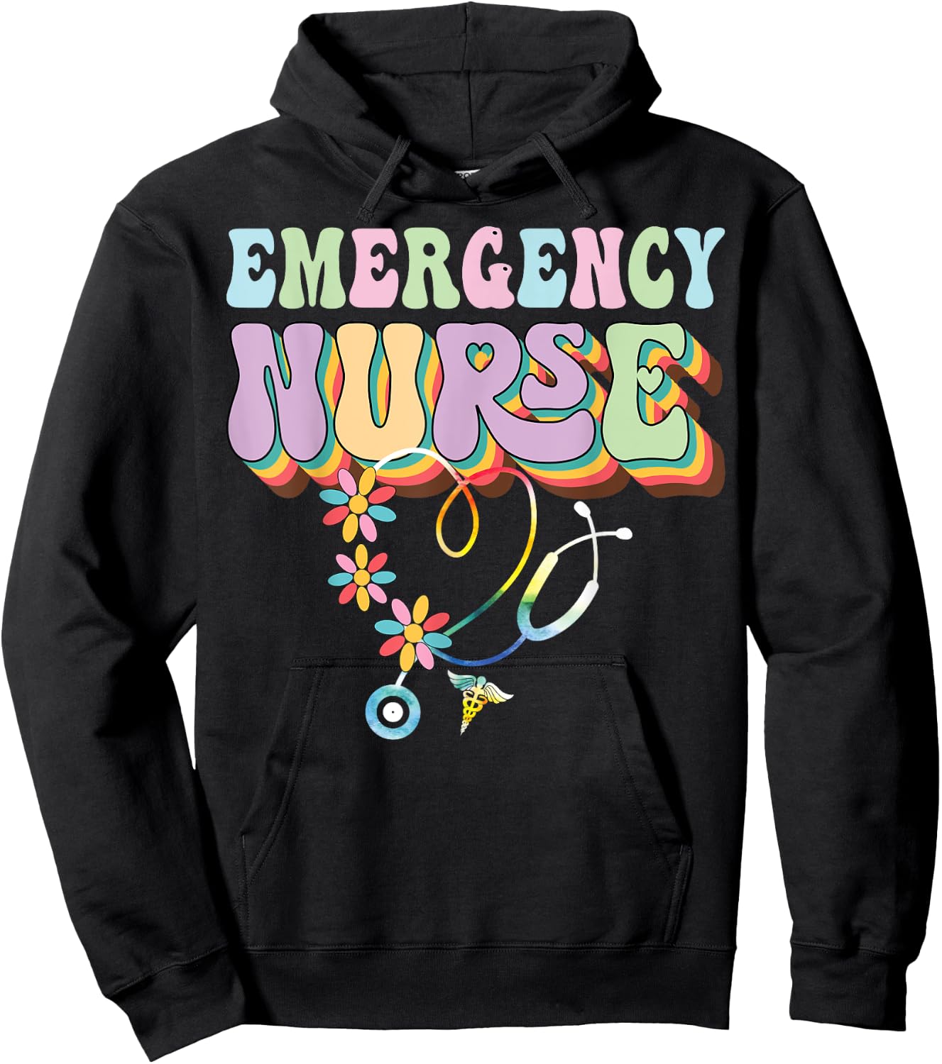 Groovy Nurse Shirt For Emergency Room Nurse Job Lover Gifts Hoodie - Hoodie | Black