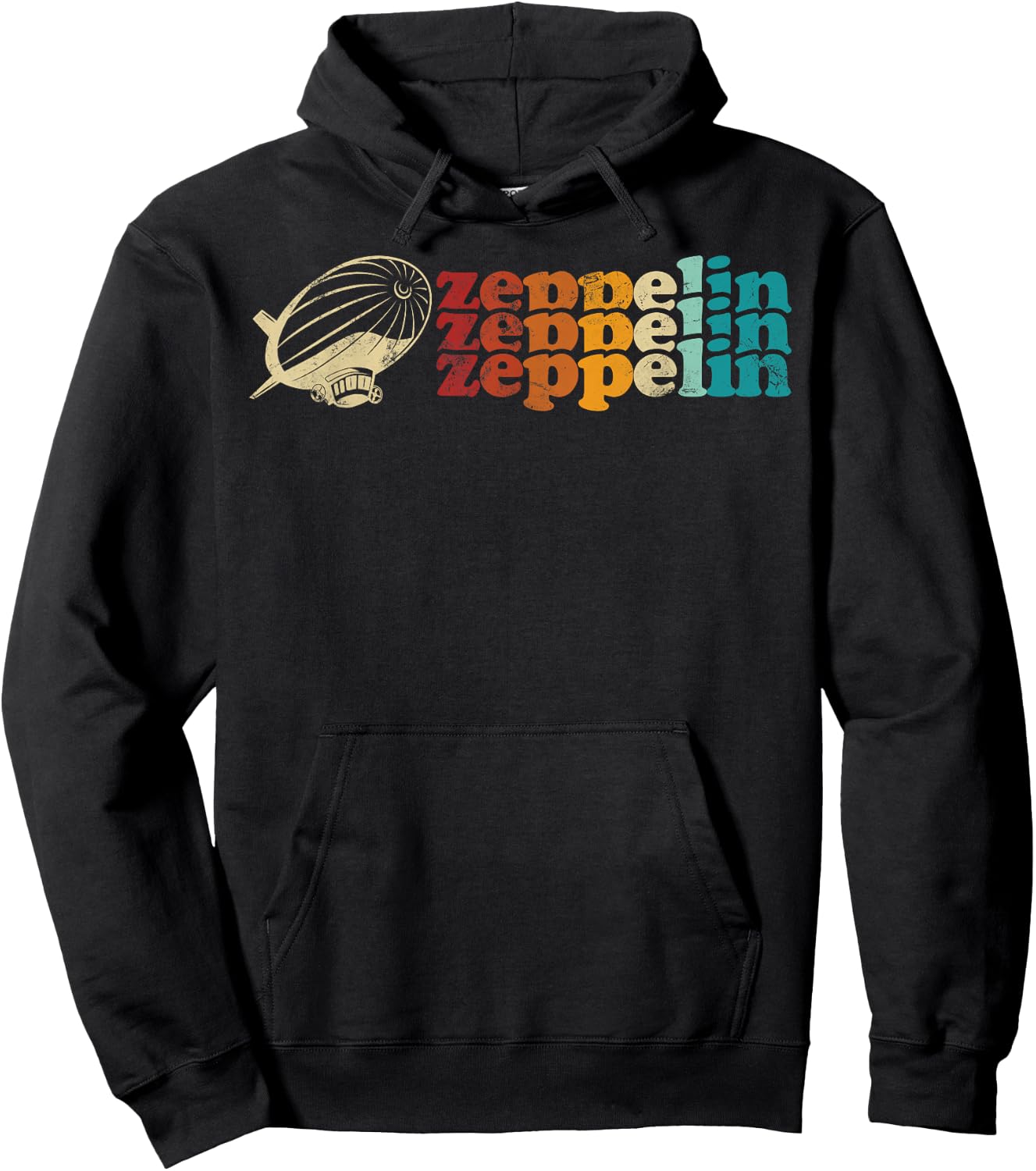 Dirigible Airship Retro Zeppelin 70s 80s Zepelin Zepplin Hoodie - Hoodie | Black
