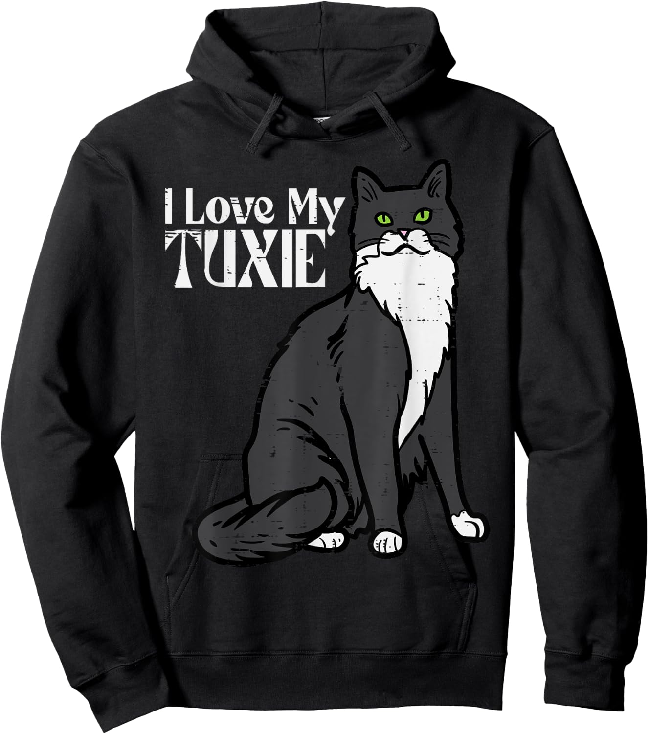 I Love My Tuxie Tuxedo Cat Cute Kitten Women Girls Kids Men Hoodie - Hoodie | Black