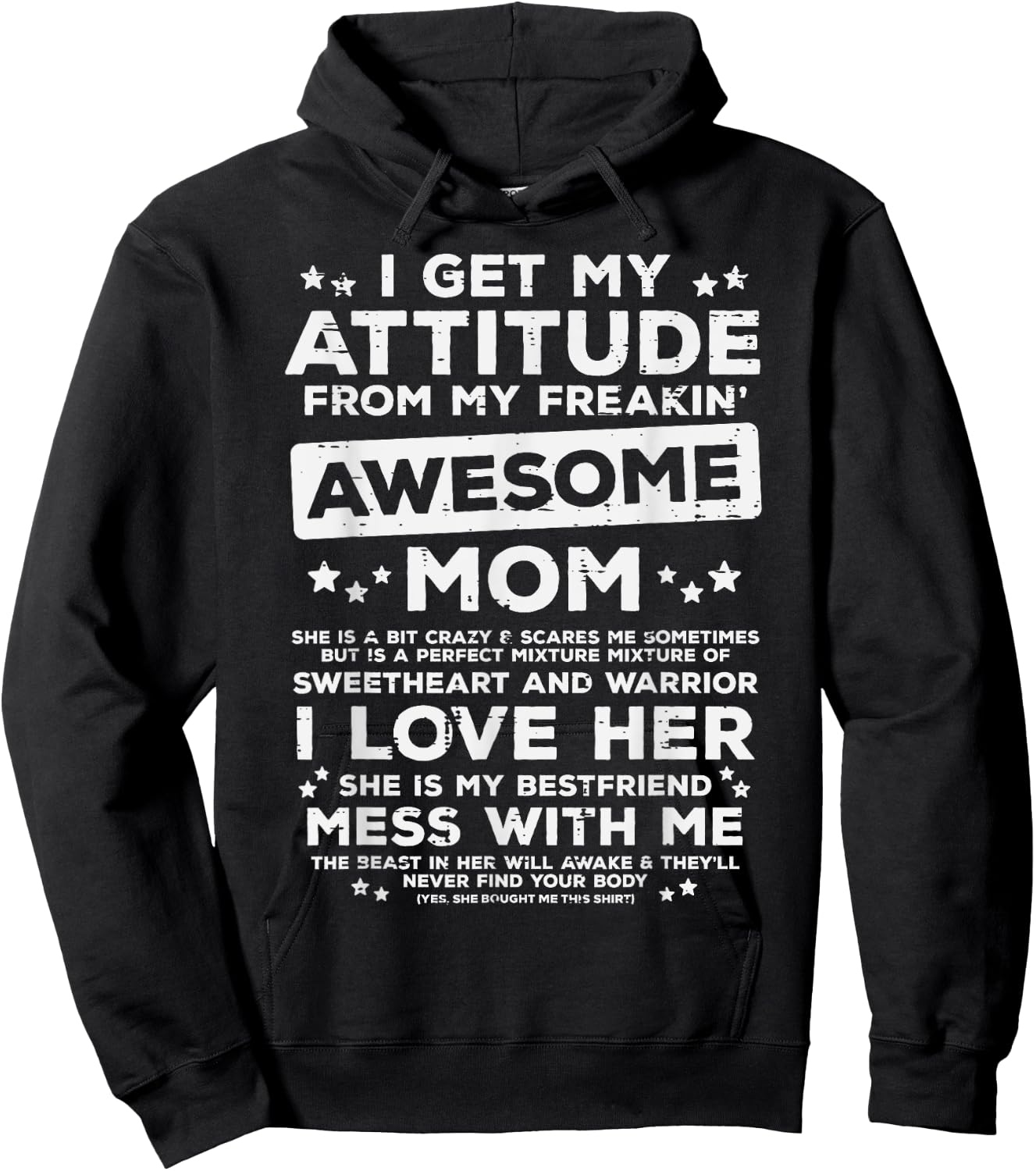 Got My Attitude From Awesome Mom Mothers Day Daughter Son Hoodie - Hoodie | Black