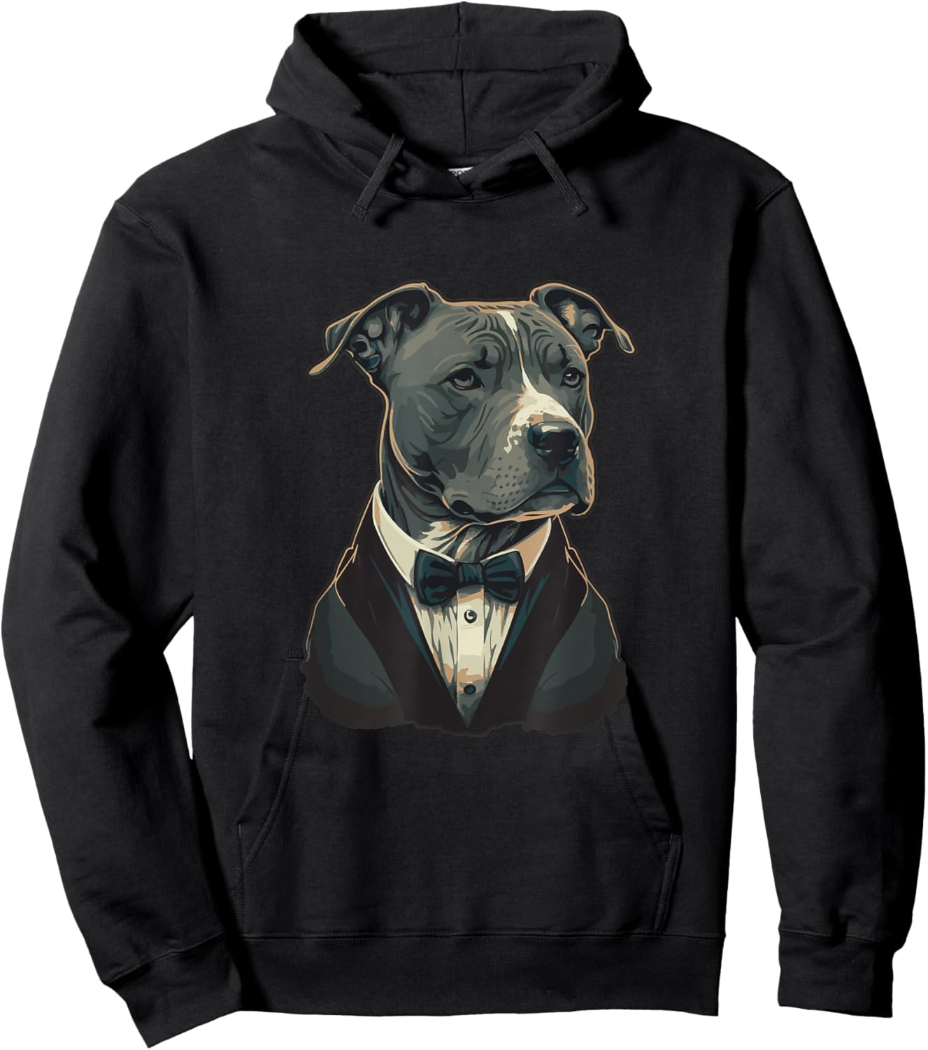 American Pitbull Terrier Dog Breed Wearing Tuxedo Women Hoodie - Hoodie | Black