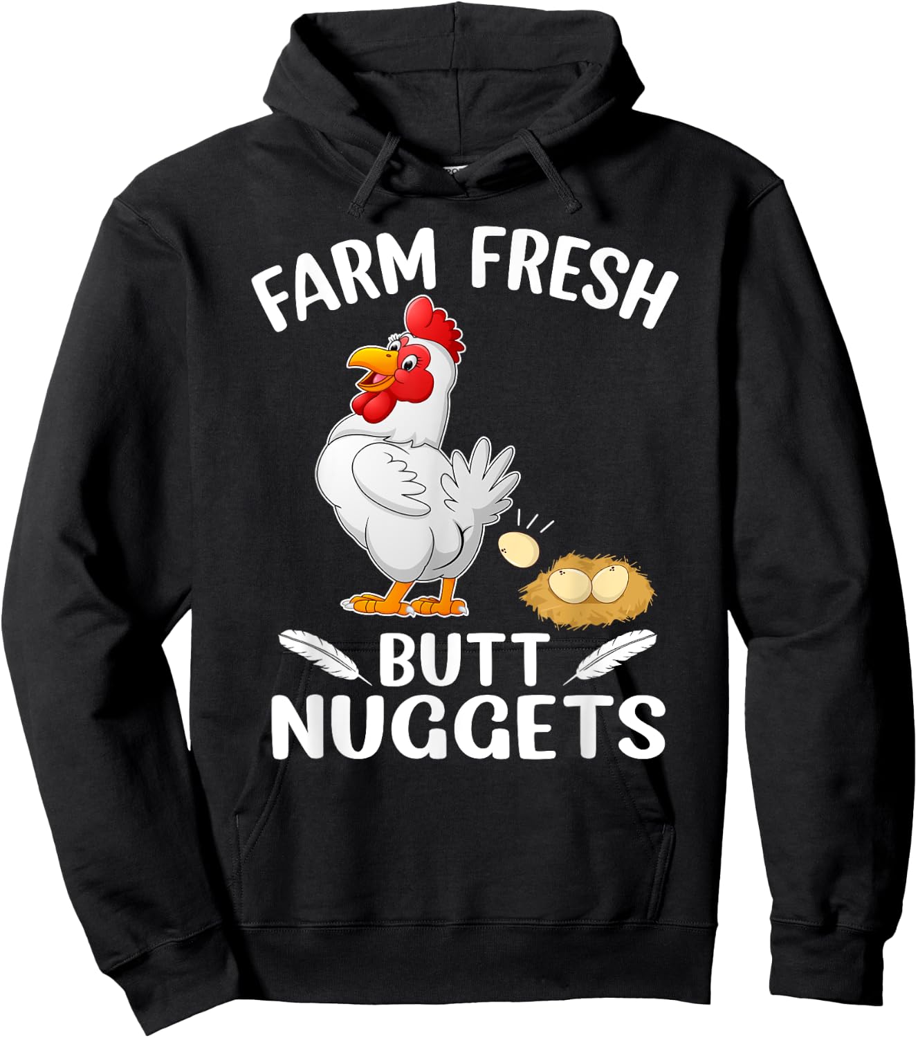 Farm Fresh Butt Nuggets Funny Chicken Love Hoodie - Hoodie | Black