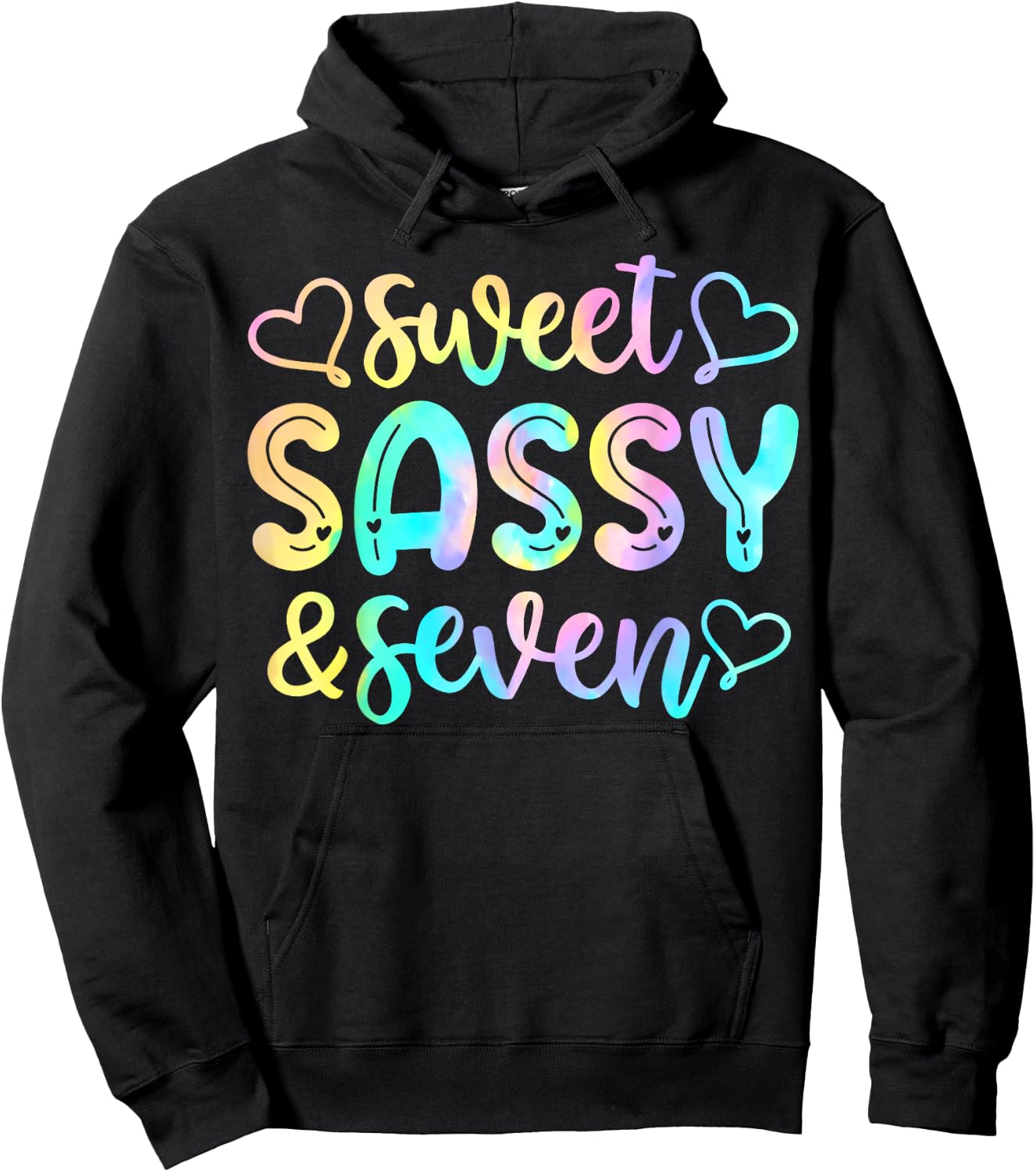 7th Birthday Girl Sweet Sassy And Seven 7 Years Old Girls Hoodie - Hoodie | Black