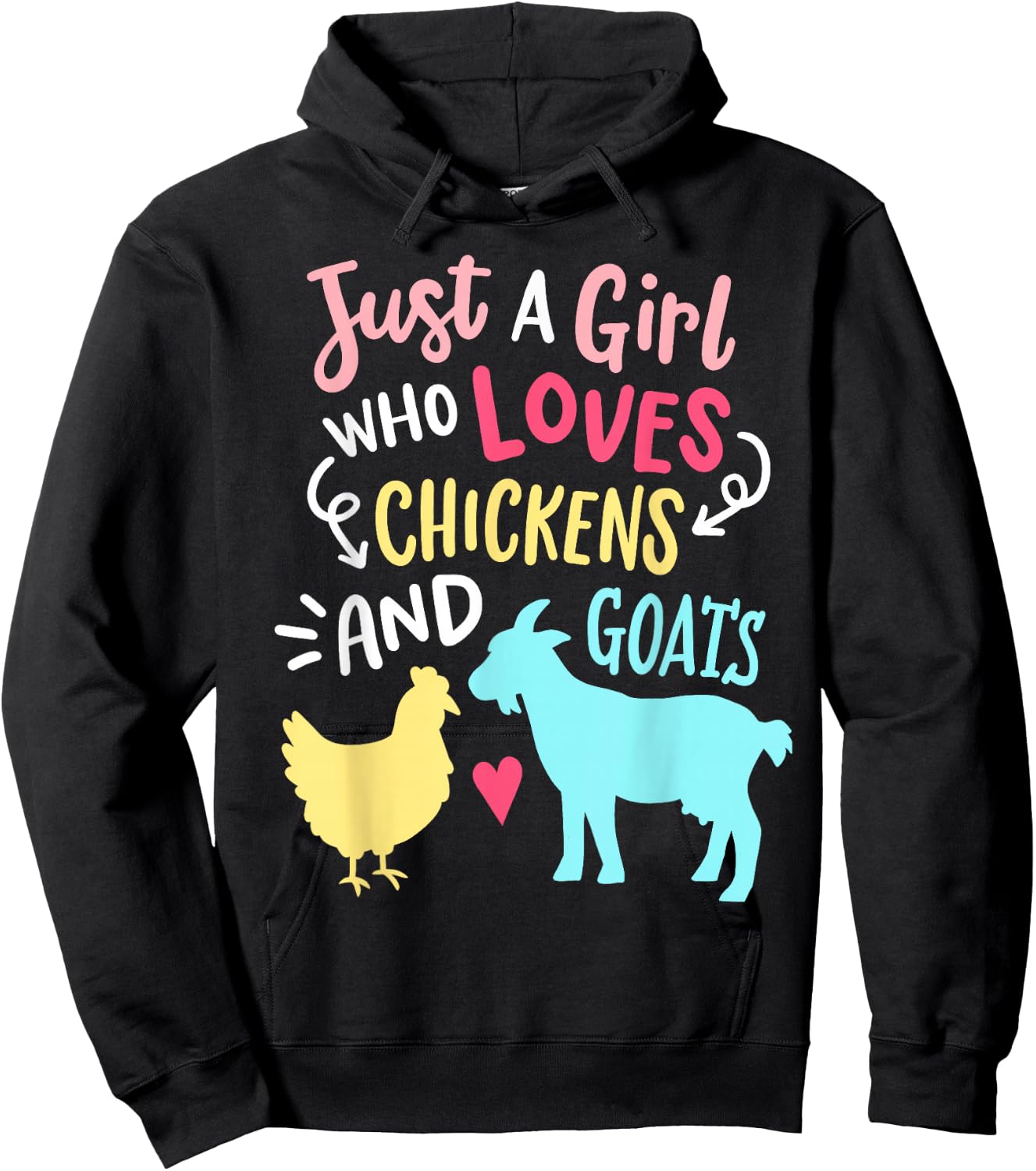 Cute Girl Who Loves Chickens Goats Lover Farmer Girls Funny Hoodie - Hoodie | Black