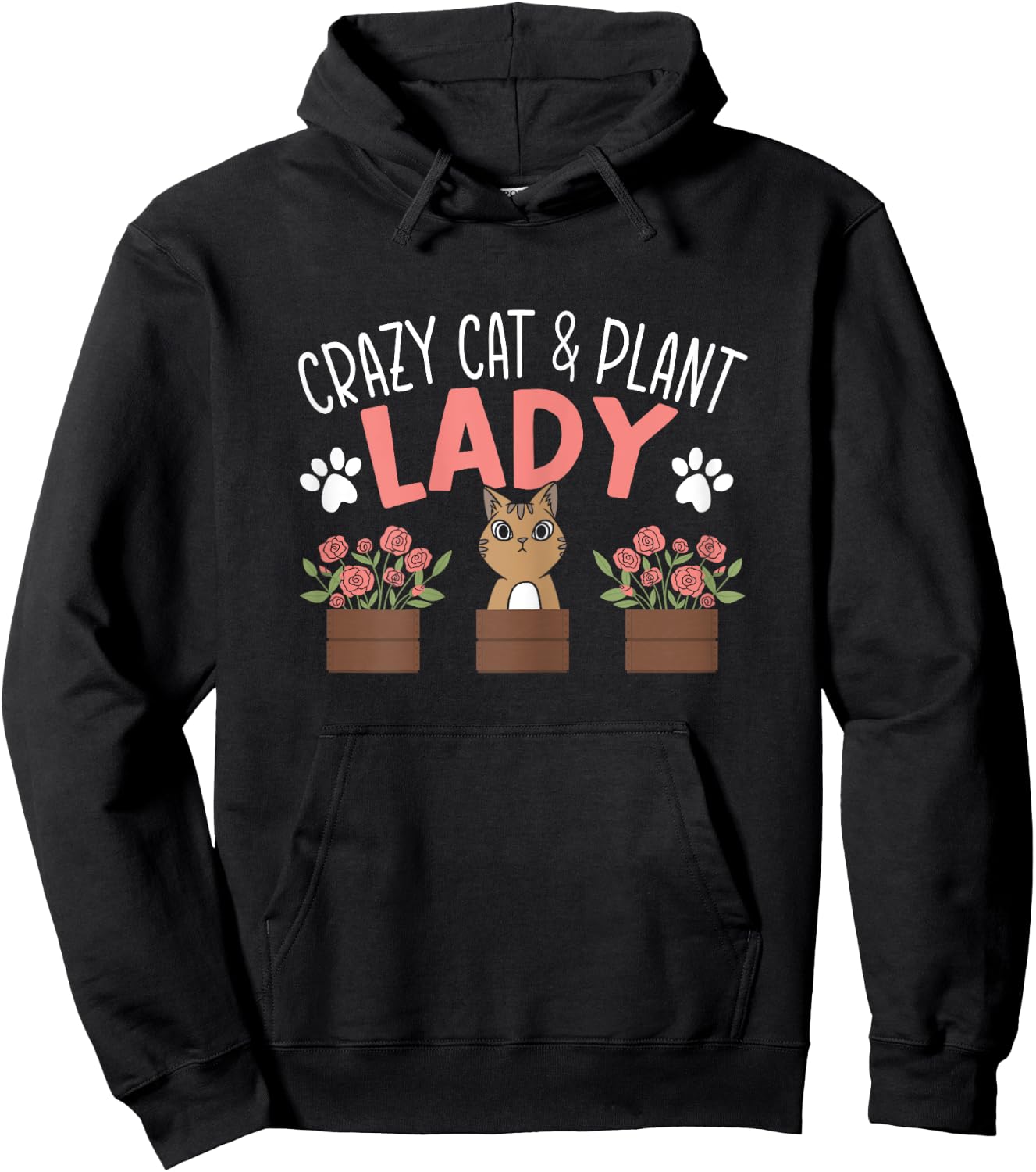Crazy Cat And Plant Lady Gardening Lover Kitten Owner Hoodie - Hoodie | Black