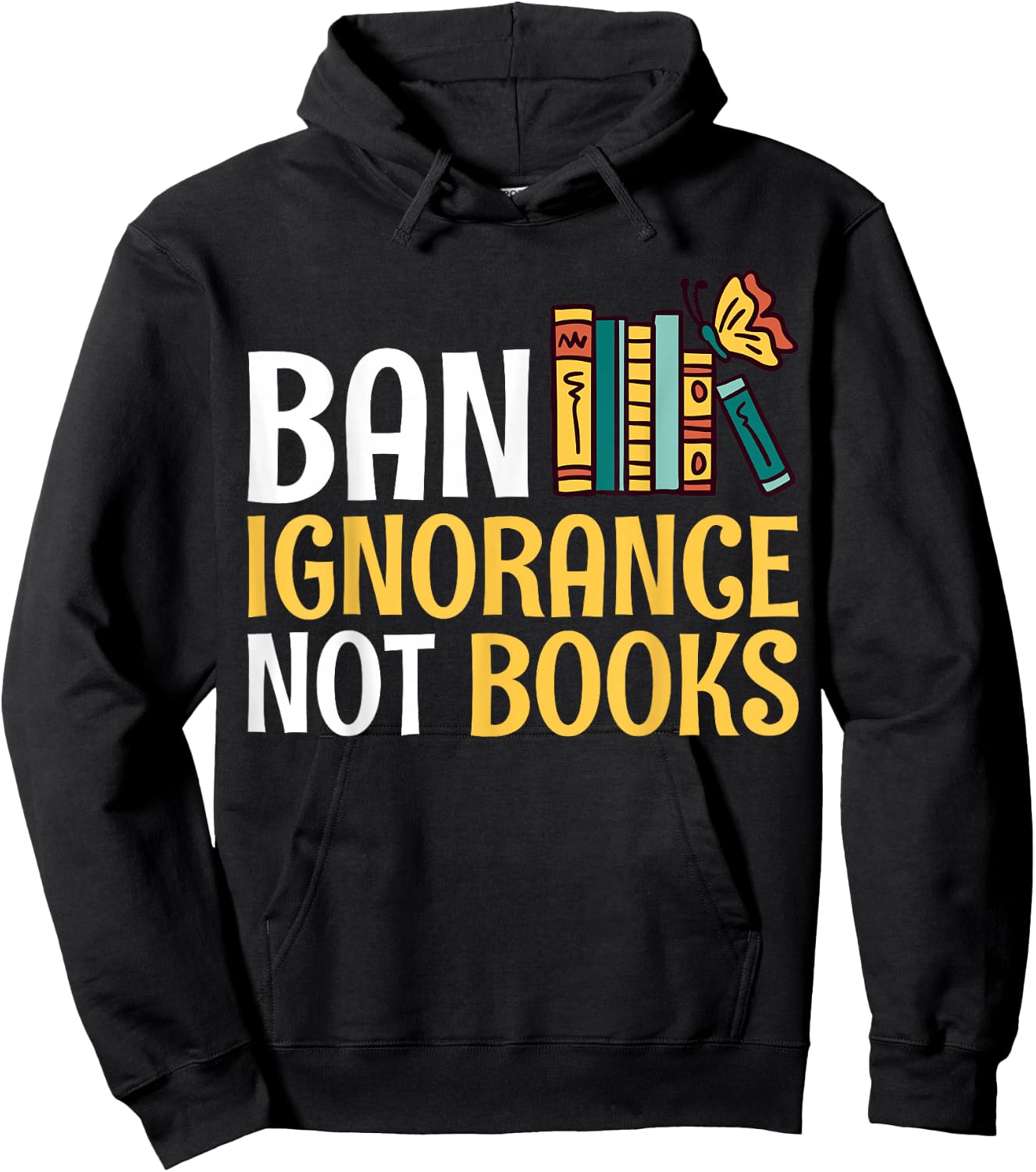 Rebel Reader Librarian Banned Book Bookworm Ban Ignorance Not Books - Adults - Black - Small - Short Sleeve Hoodie - Hoodie | Black