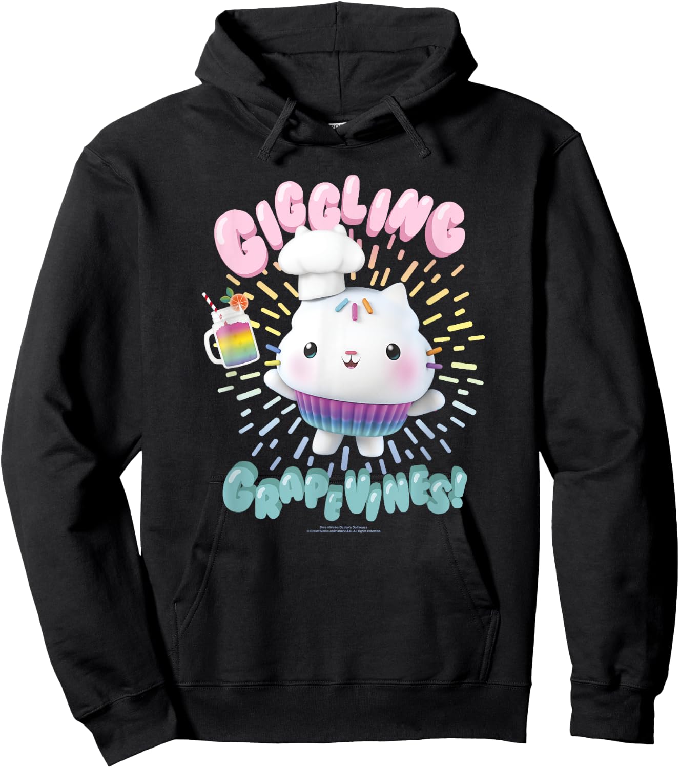 Gabby's Dollhouse Cakey Cat Giggling Grapevines Hoodie - Hoodie | Black