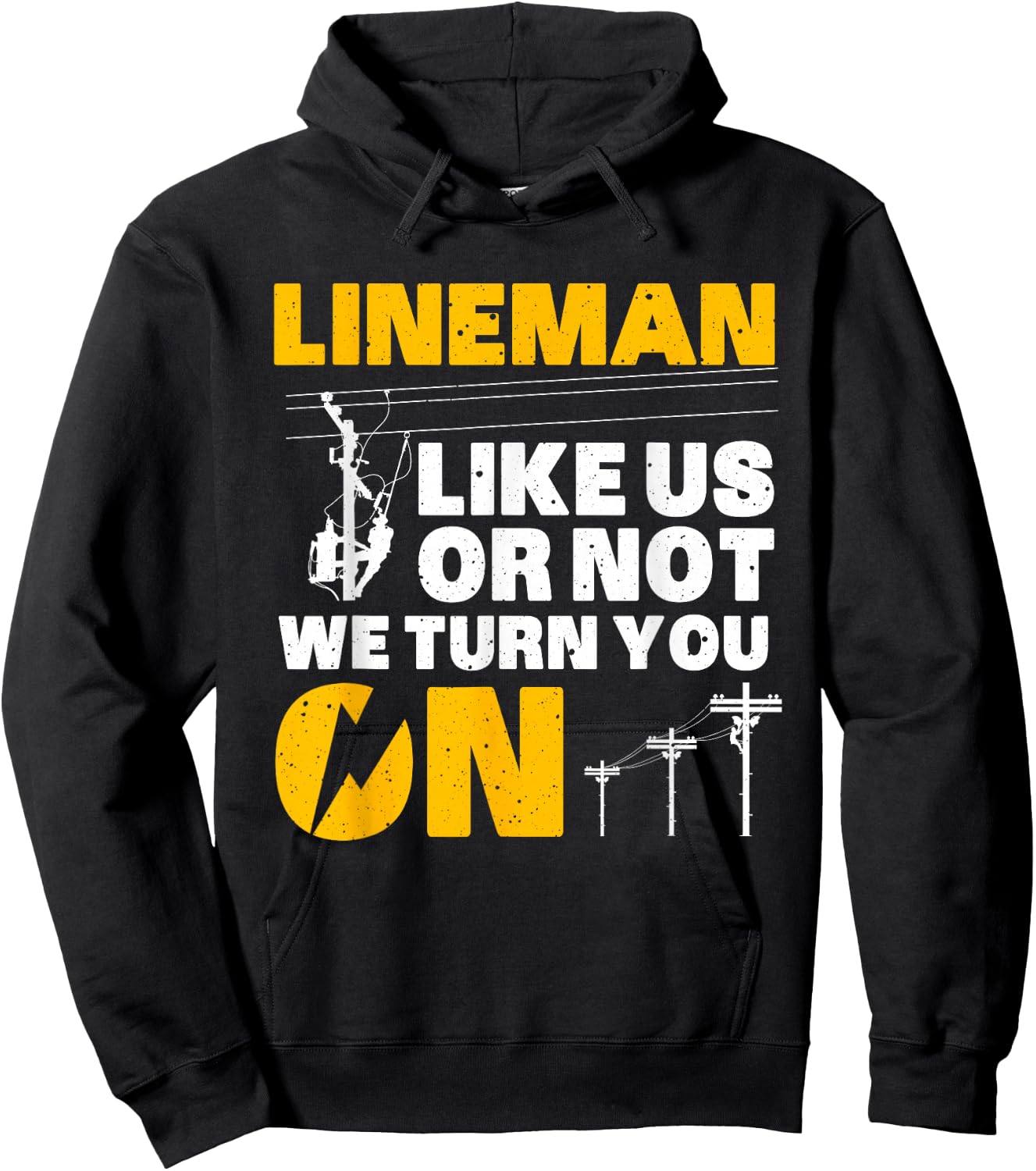 Funny Lineman Art Dad Electronics Humor Electrician Hoodie - Hoodie | Black