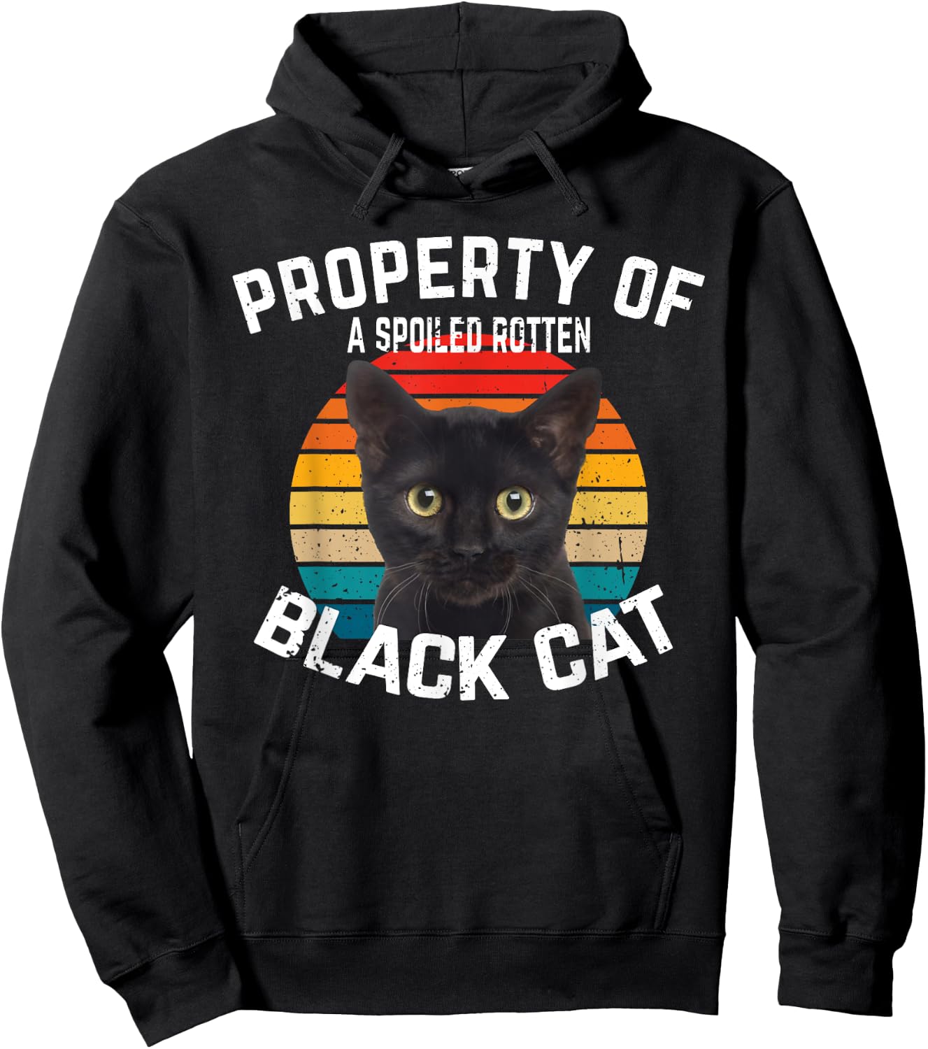 Cat Black Vintage Eighties Style Retro Property Cat Hoodie - Hoodie | Black