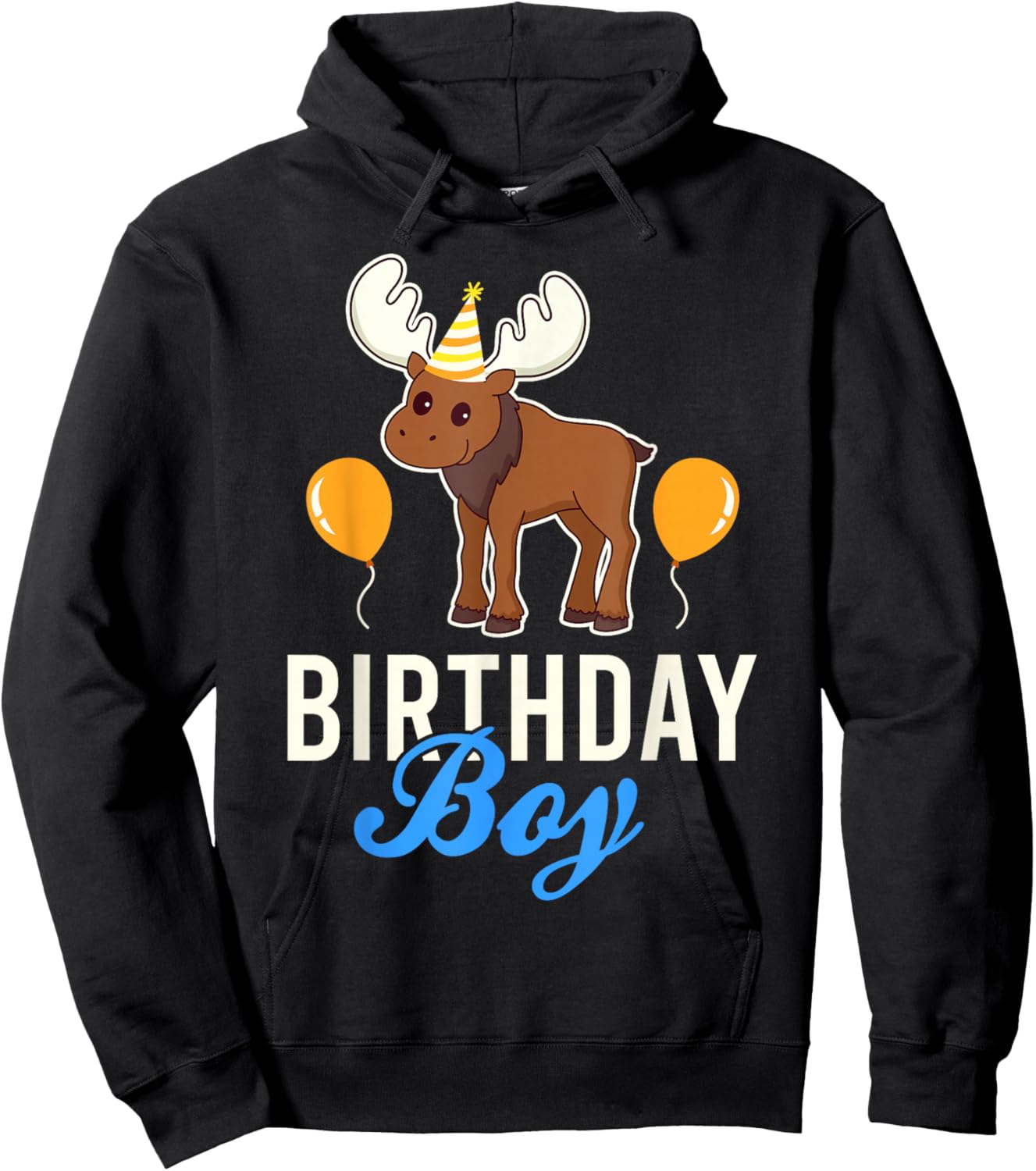 Cute Moose Birthday Boy Kawaii Hoodie - Hoodie | Black