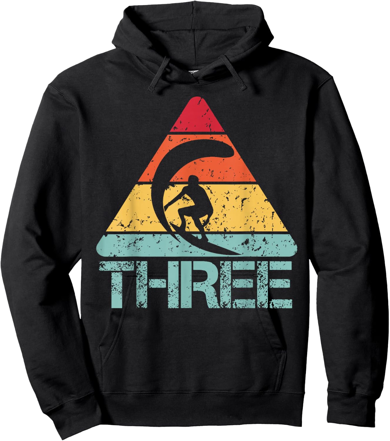 Three Birthday Surfer 3rd 3 Year Old Surfing Birthday Hoodie - Hoodie | Black
