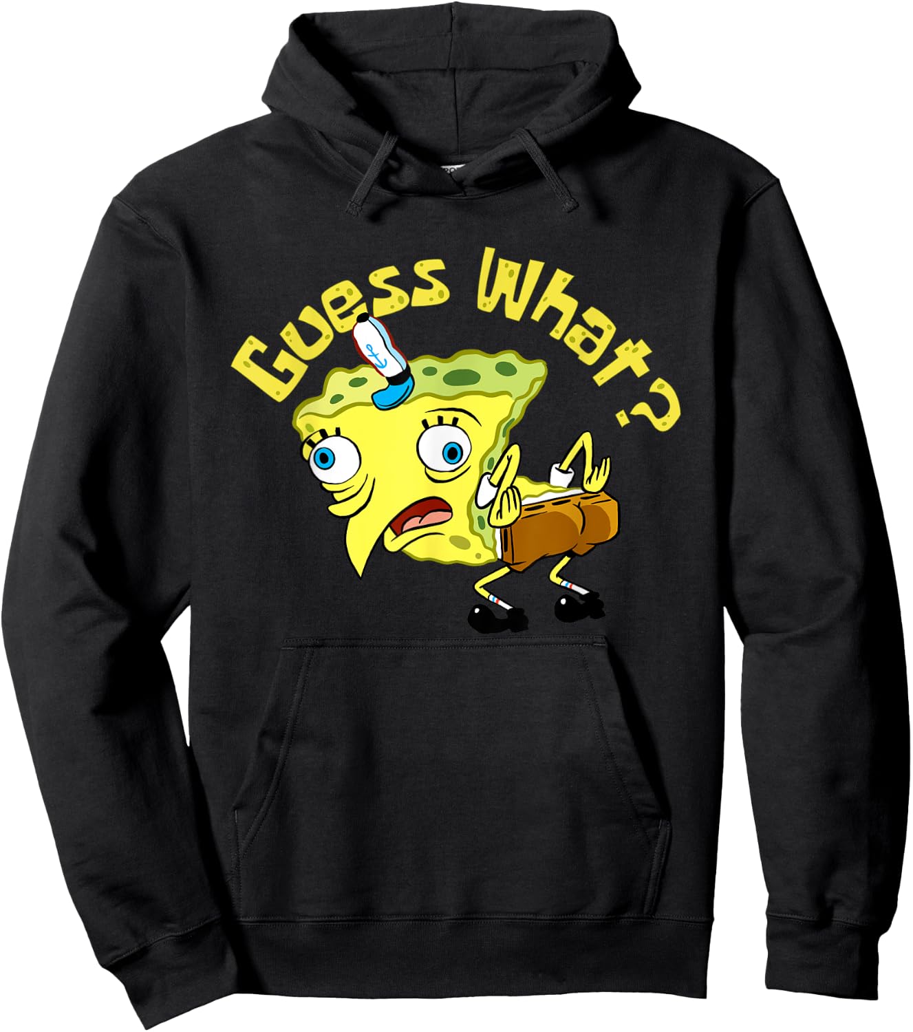 Spongebob Mocking Meme Guess What Chicken Butt Spongebob Hoodie - Hoodie | Black