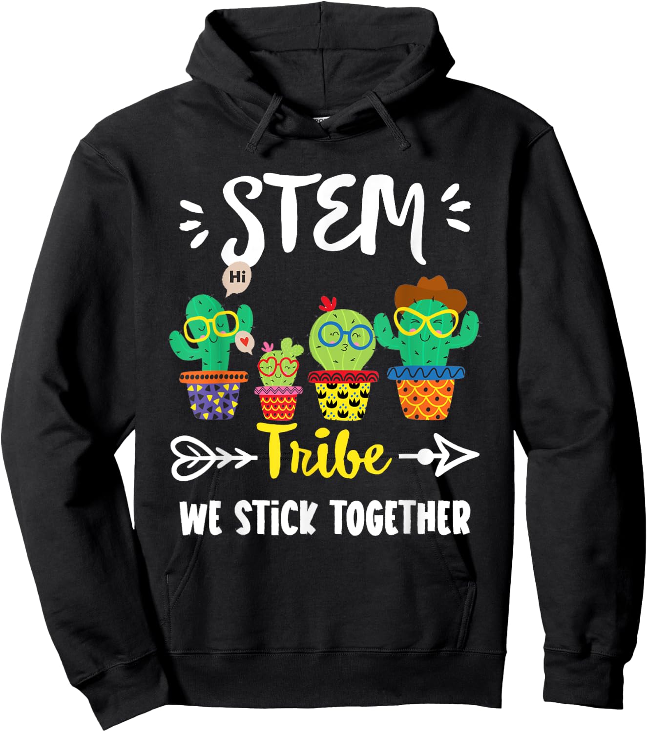 STEM Tribe, Funny School Cactus Crew STEM Teacher Squad Hoodie - Hoodie | Black