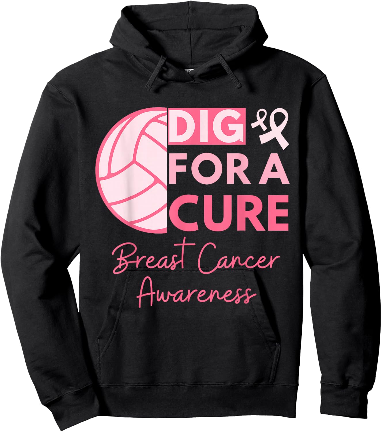 Breast Cancer Awareness Dig For A Cure Volleyball Pink Out Hoodie - Hoodie | Black