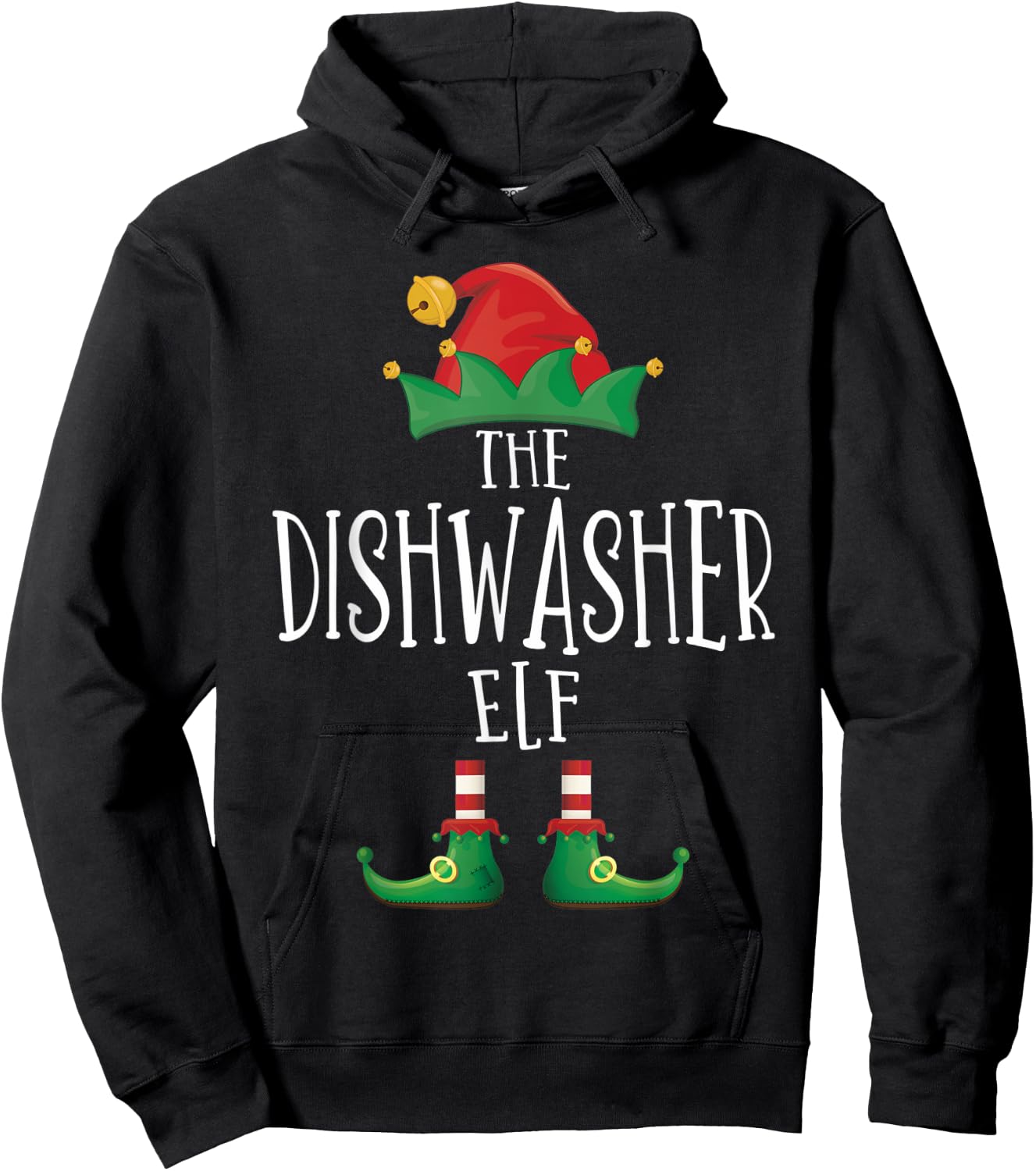 Dishwasher Elf Shirt Funny Family Matching Group Christmas Hoodie - Hoodie | Black