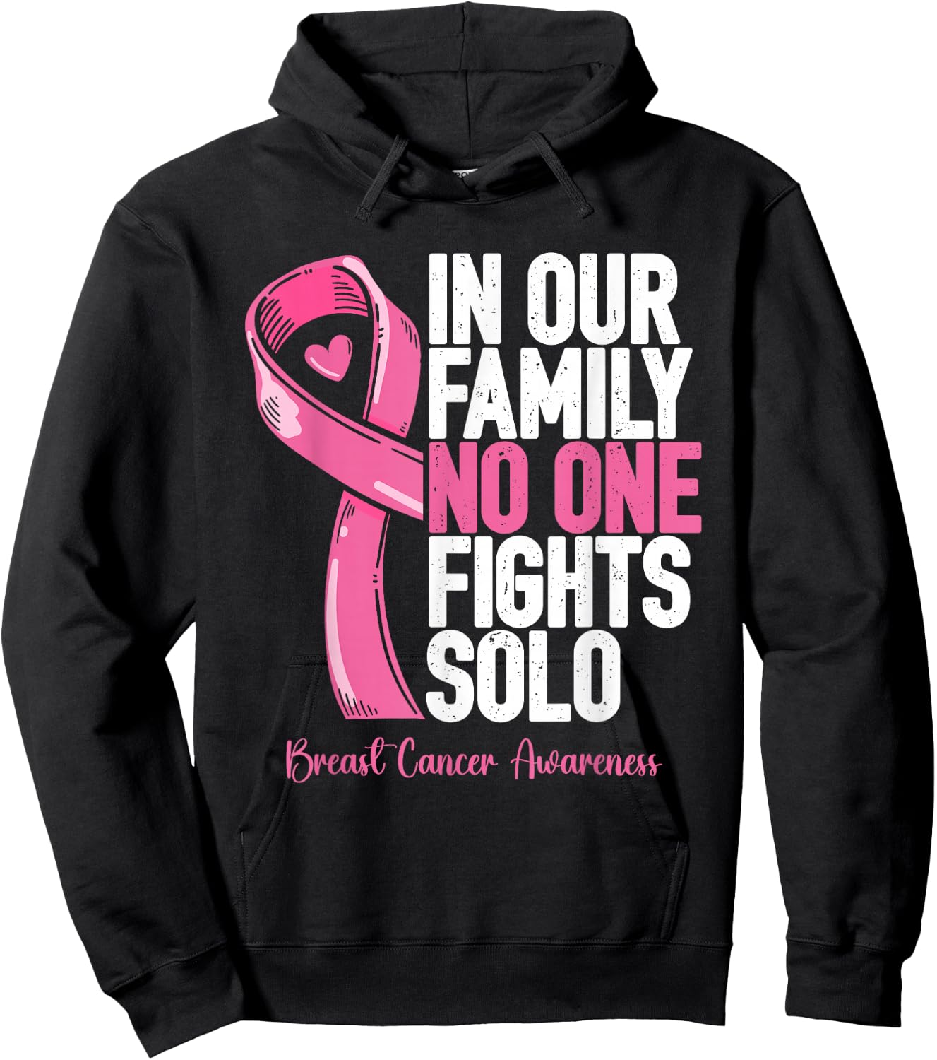 Breast Cancer Support Family Women Breast Cancer Awareness Hoodie - Hoodie | Black