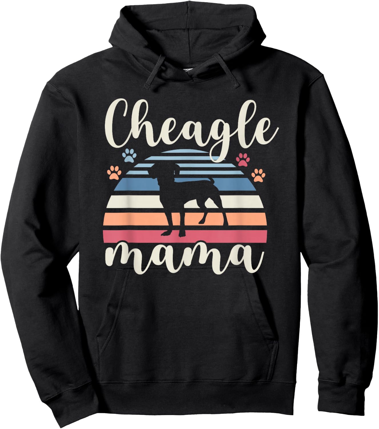 Retro Vintage Cheagle Mama Dog Mom Lover Chihuahua Beagle Hoodie - Hoodie | Black